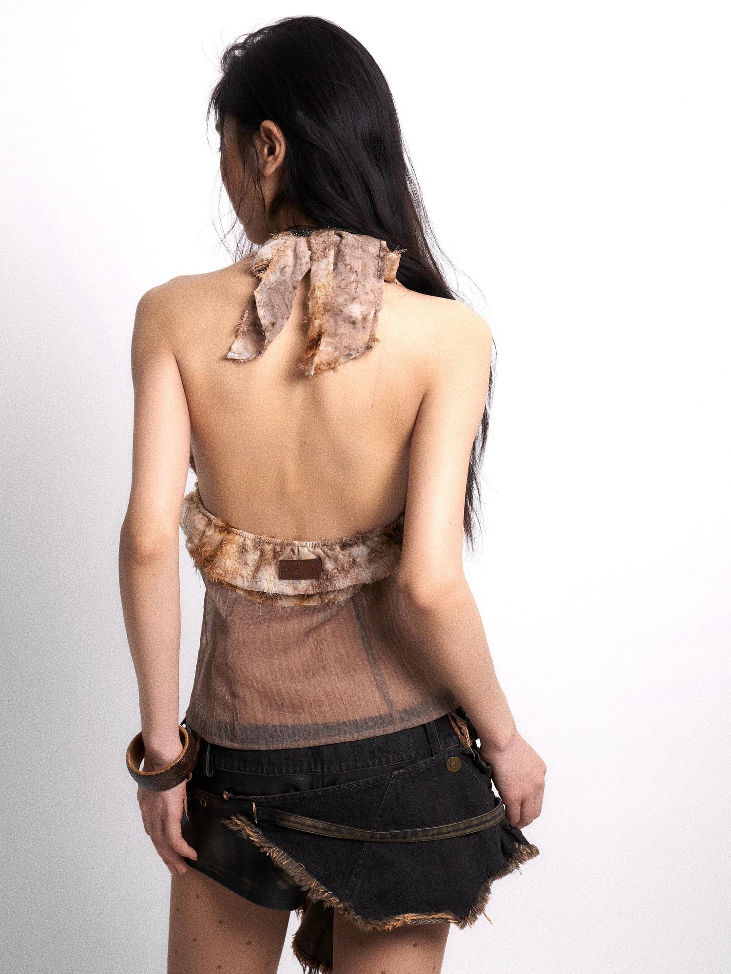 Update OPEN AESTHETIC Wasteland Print Studded Halter Top
