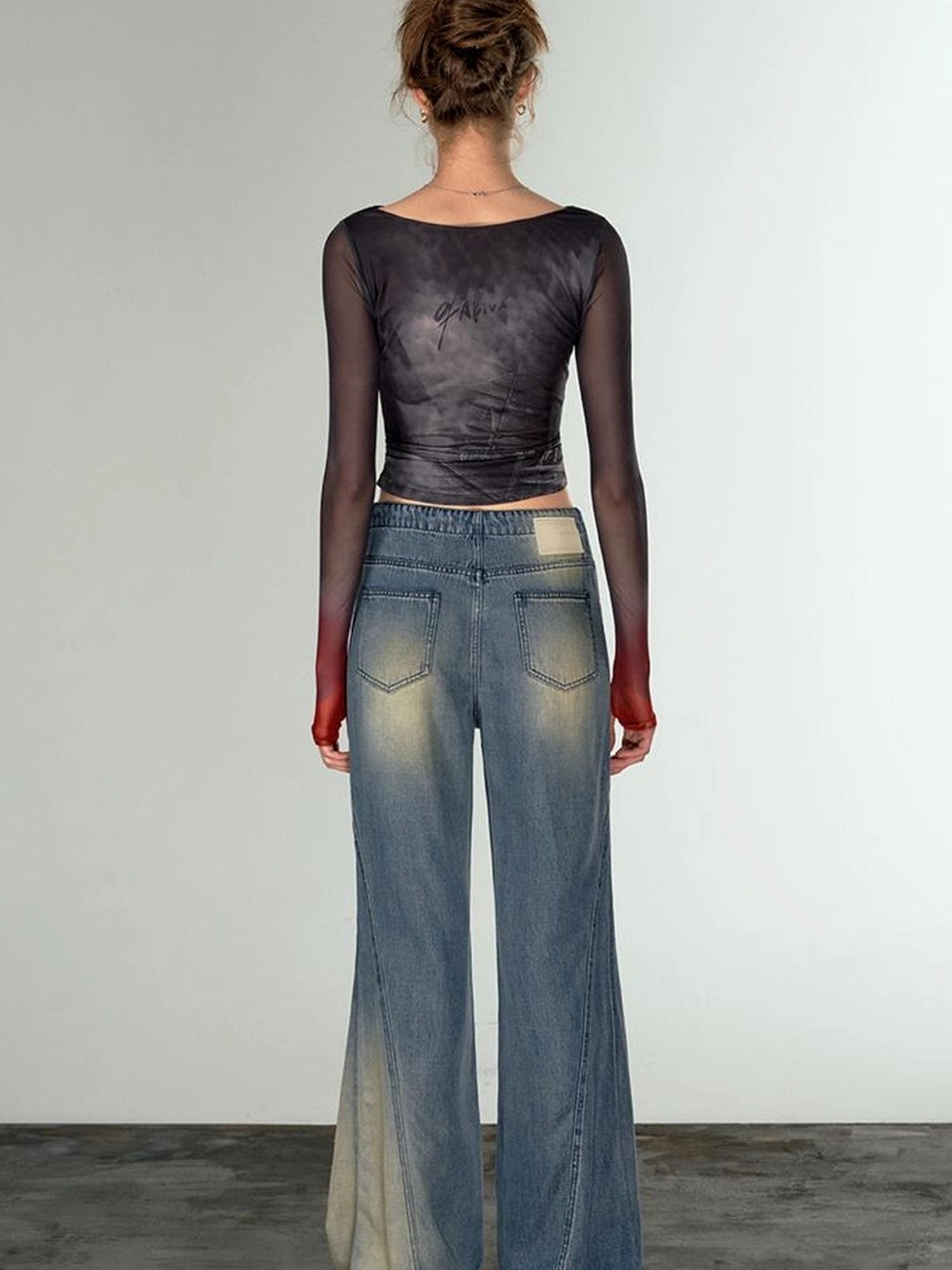 OfAkiva Airflow Washed Ombre Cool Touch Wide Leg Jeans