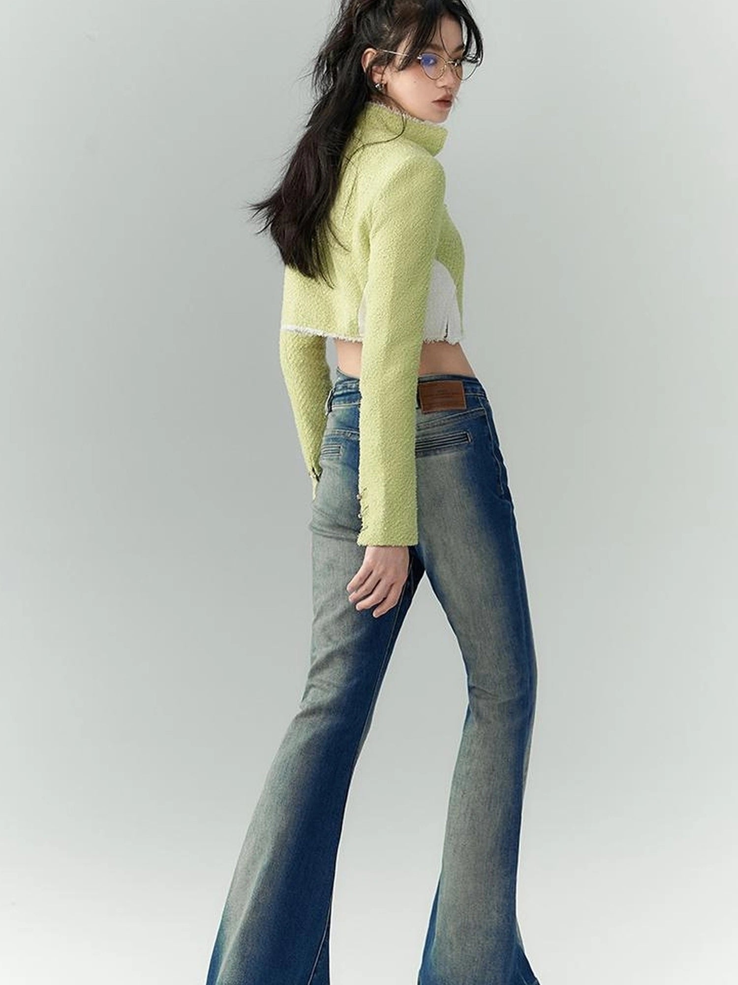 OfAkiva Akiva Asymmetric Waist Flared Jeans