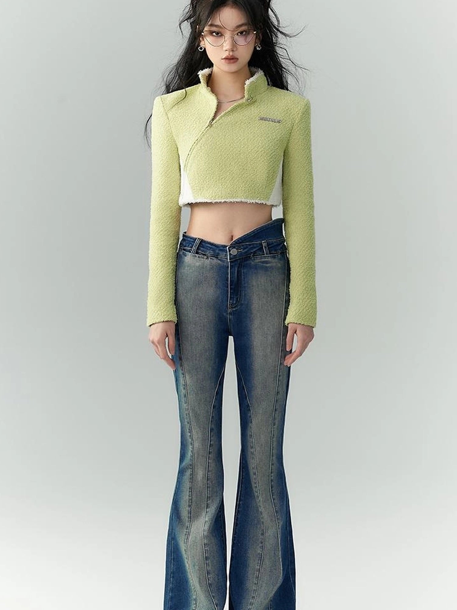 OfAkiva Akiva Asymmetric Waist Flared Jeans