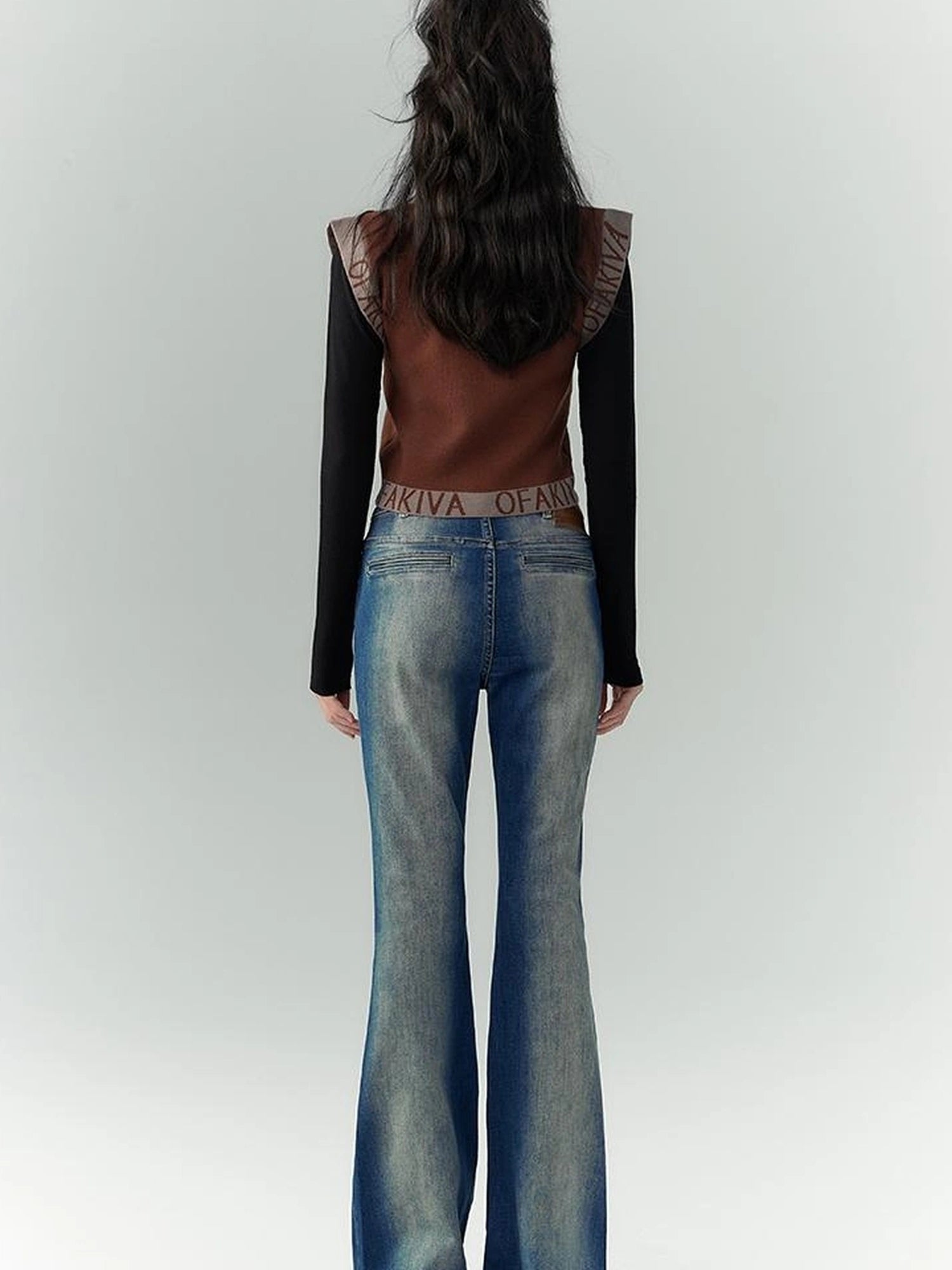 OfAkiva Akiva Asymmetric Waist Flared Jeans