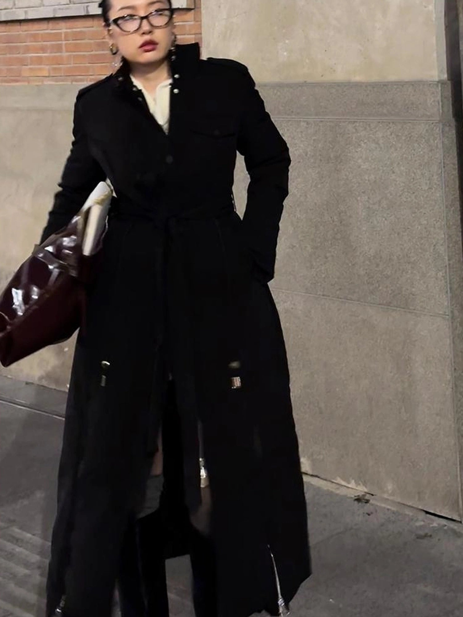 OfAkiva Akiva Black Velvet Down Coat Slim Fit