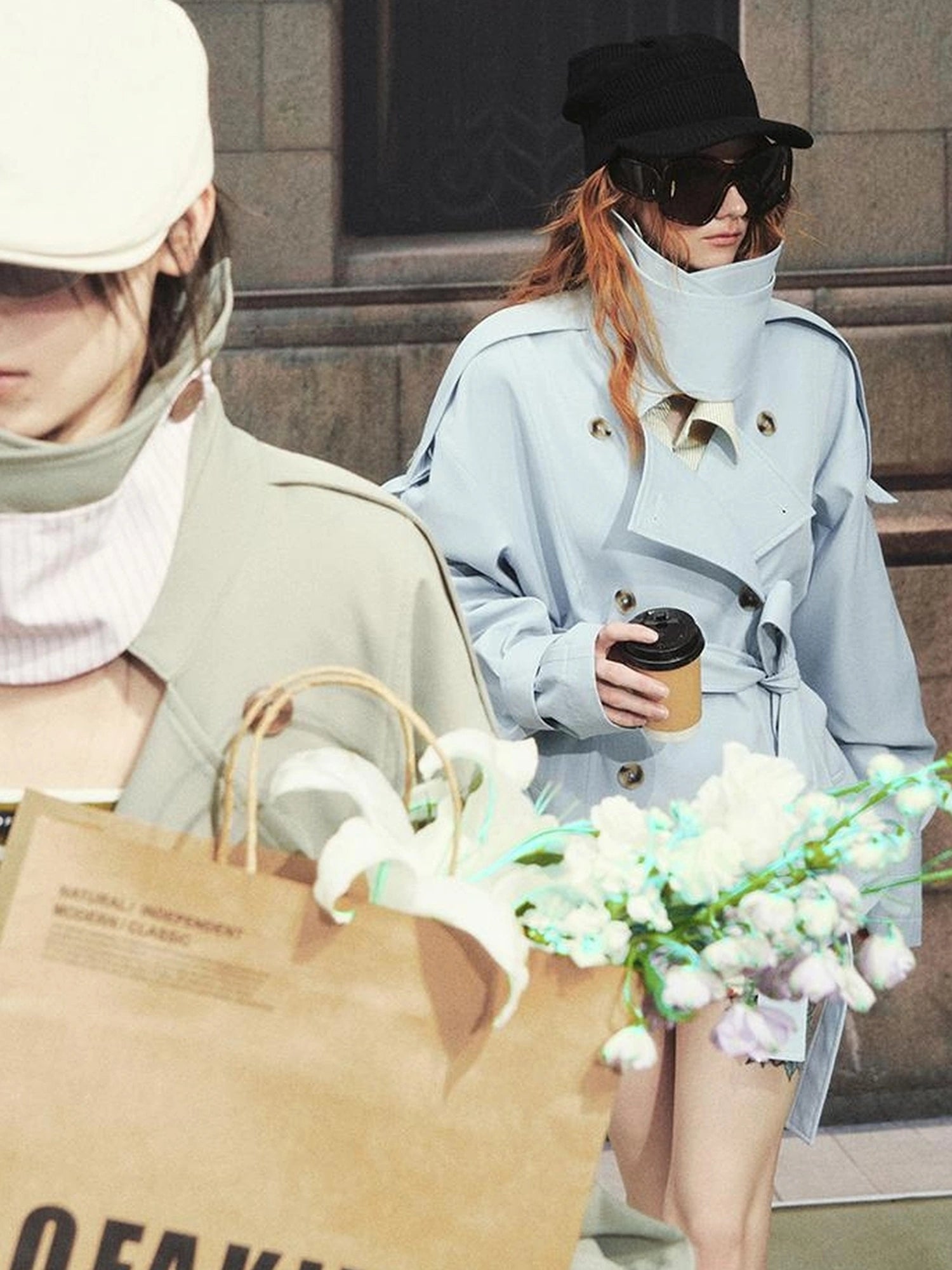 OfAkiva Akiva Casablanca Double Breasted Short Trench Coat