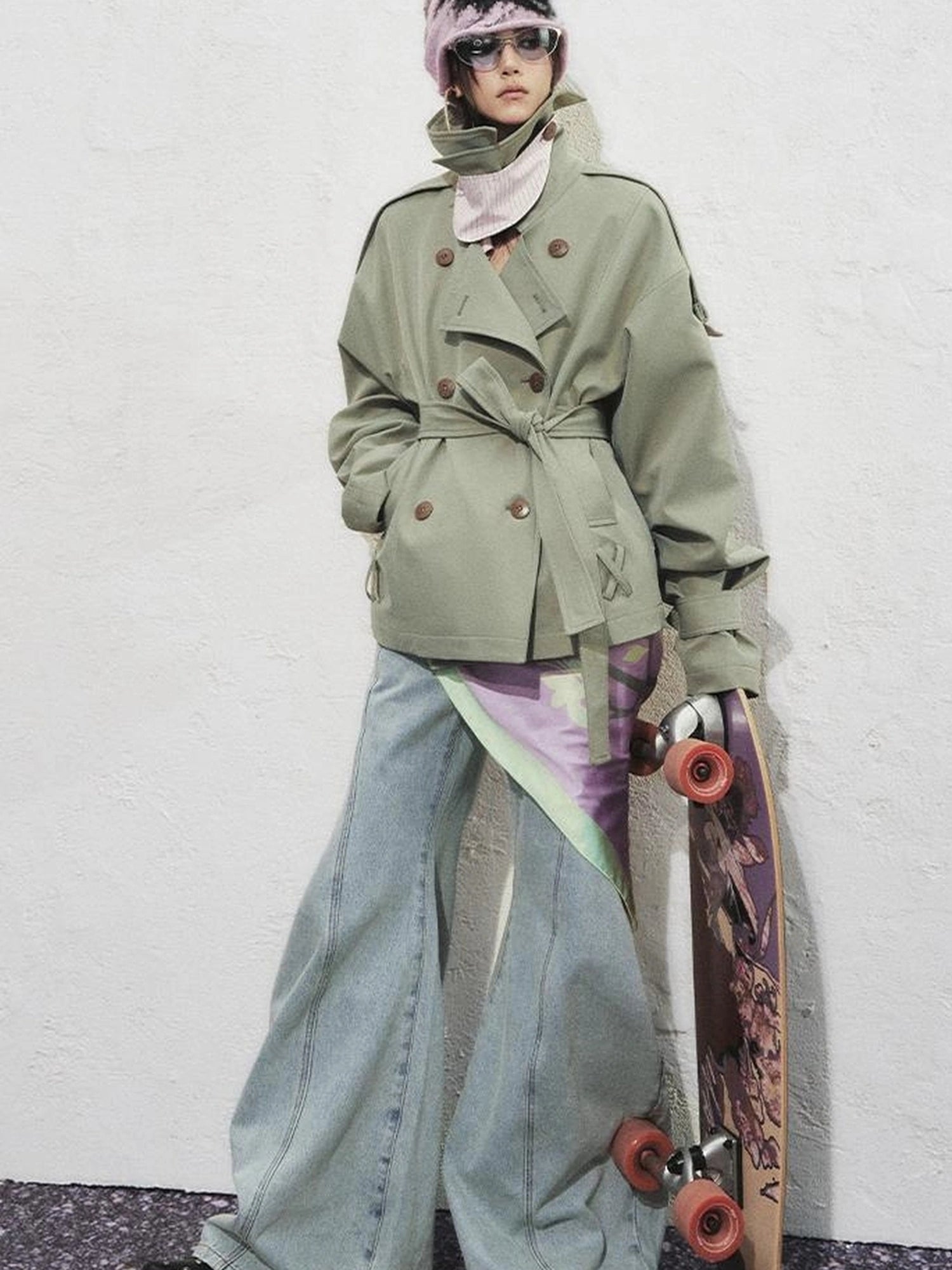 OfAkiva Akiva Casablanca Double Breasted Short Trench Coat