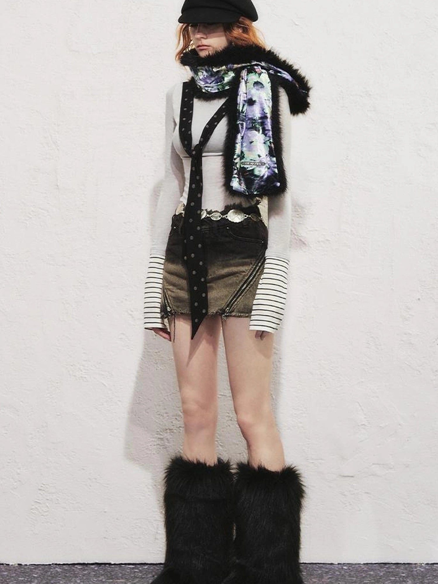 OfAkiva Akiva Diagonal Alley Ribbed Turtleneck Slim Fit Long Sleeve Top