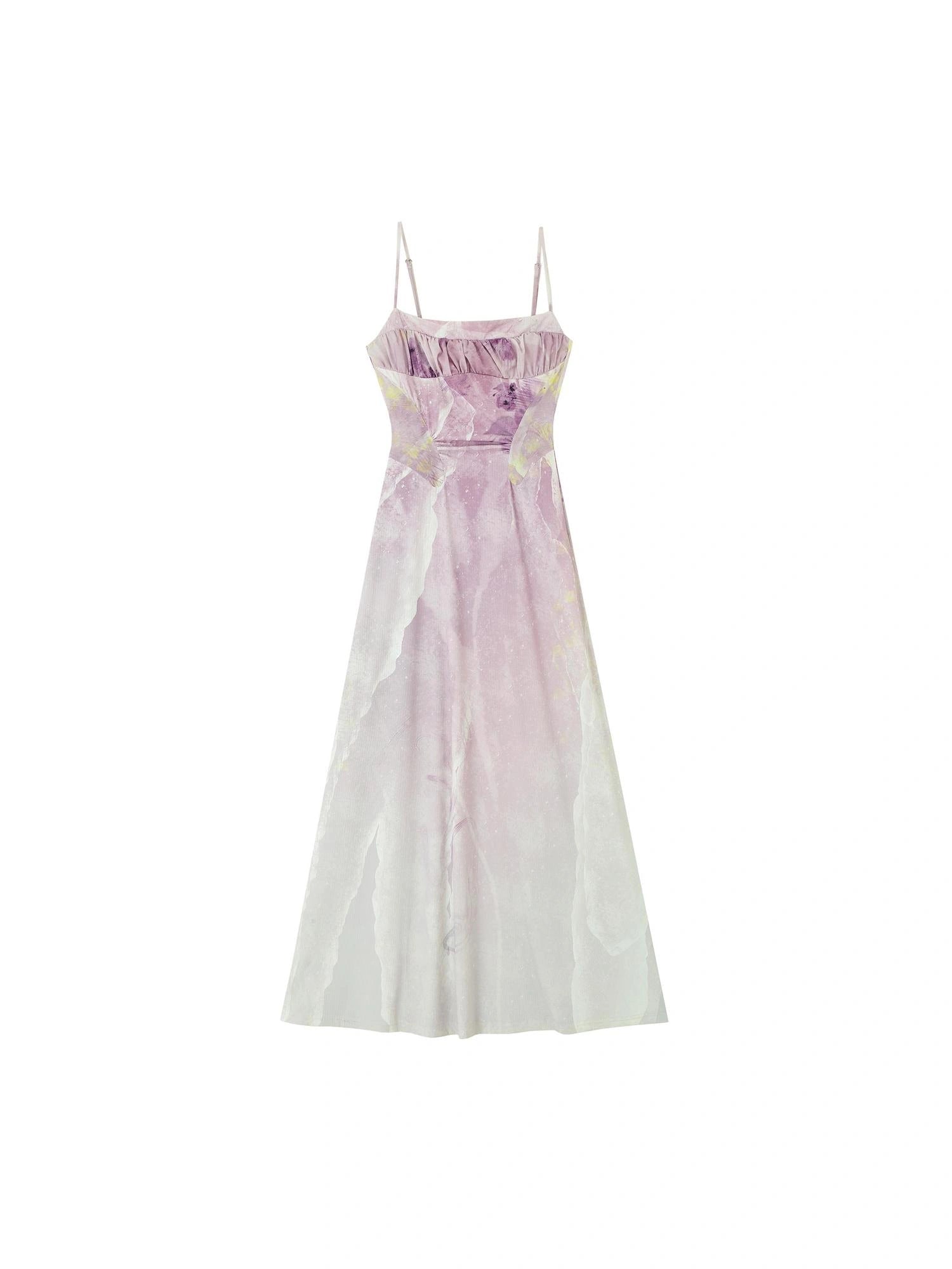 OfAkiva Akiva Ethereal Ombre Chiffon Slip Dress