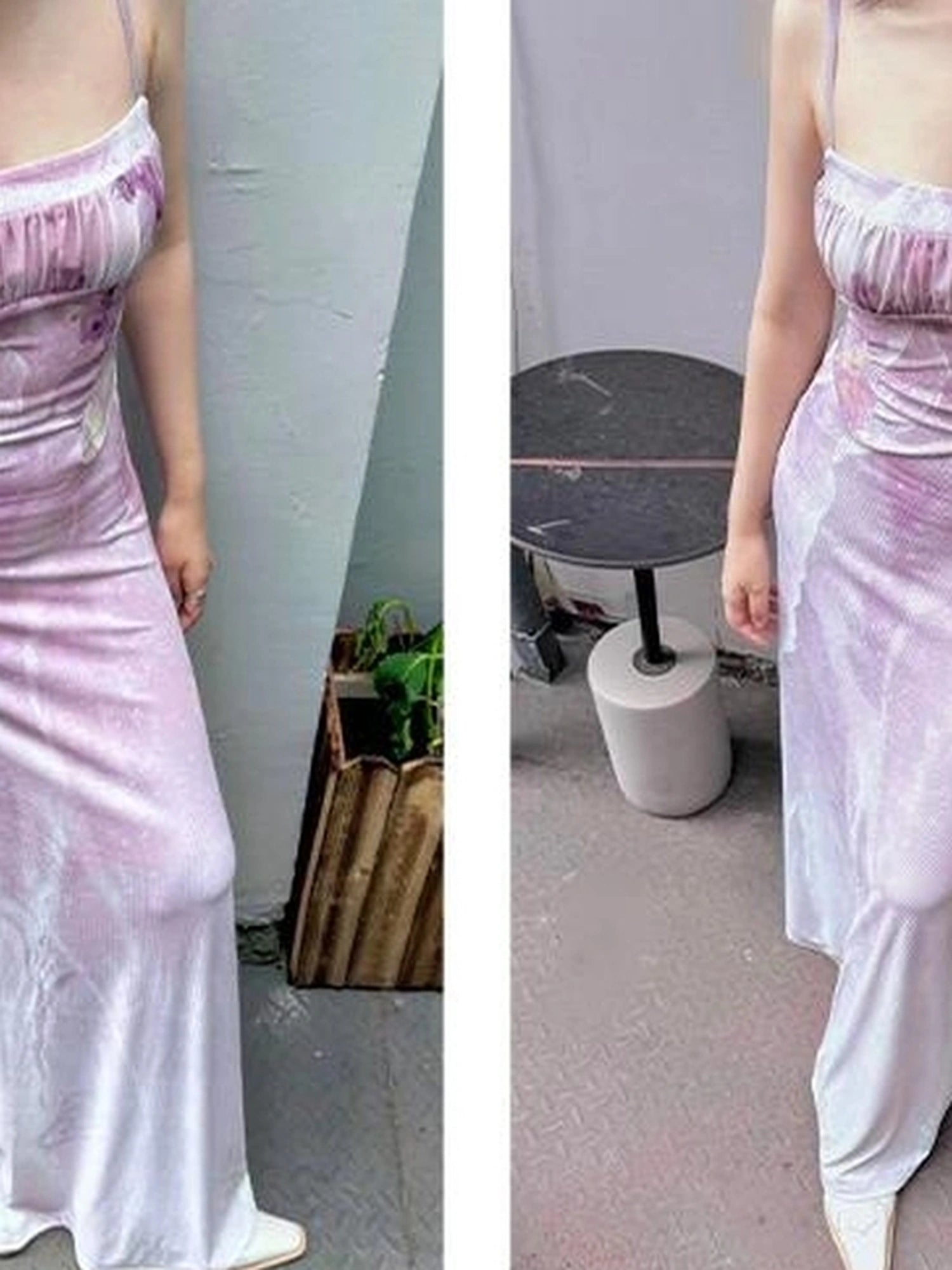 OfAkiva Akiva Ethereal Ombre Chiffon Slip Dress