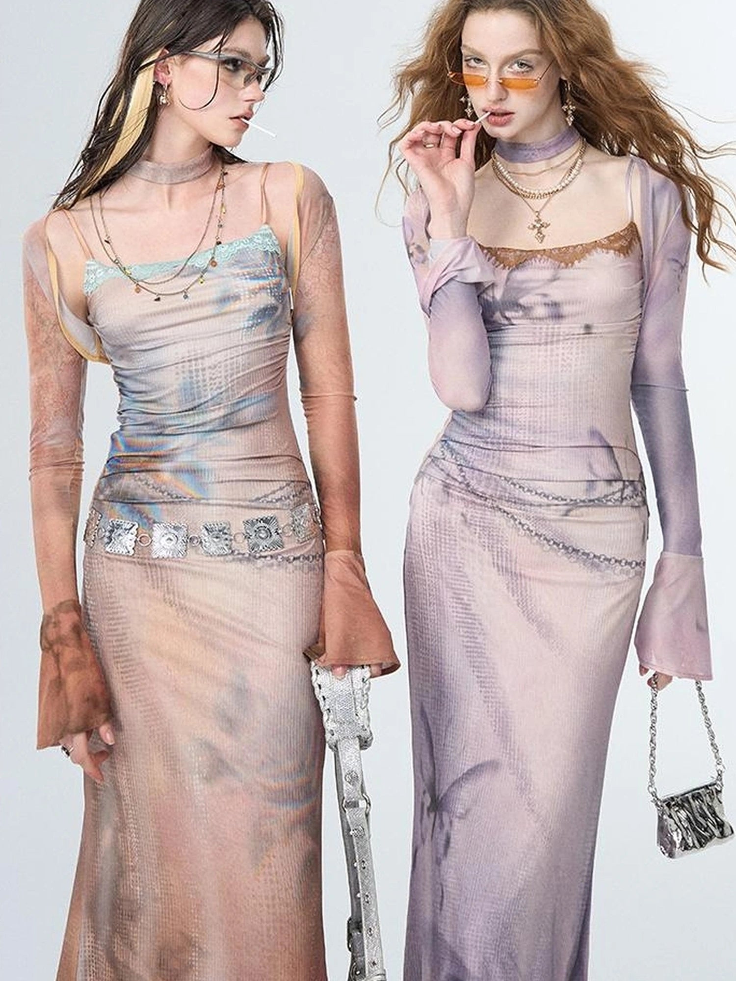 OfAkiva Akiva Floral Lace Trimmed Knit Slip Dress