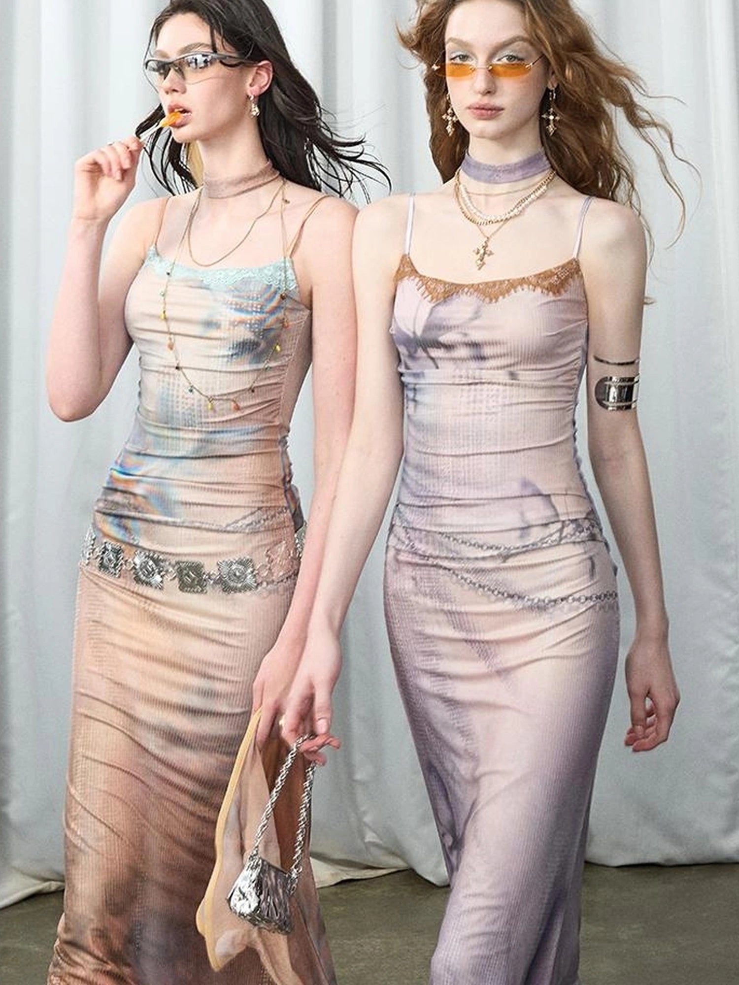 OfAkiva Akiva Floral Lace Trimmed Knit Slip Dress