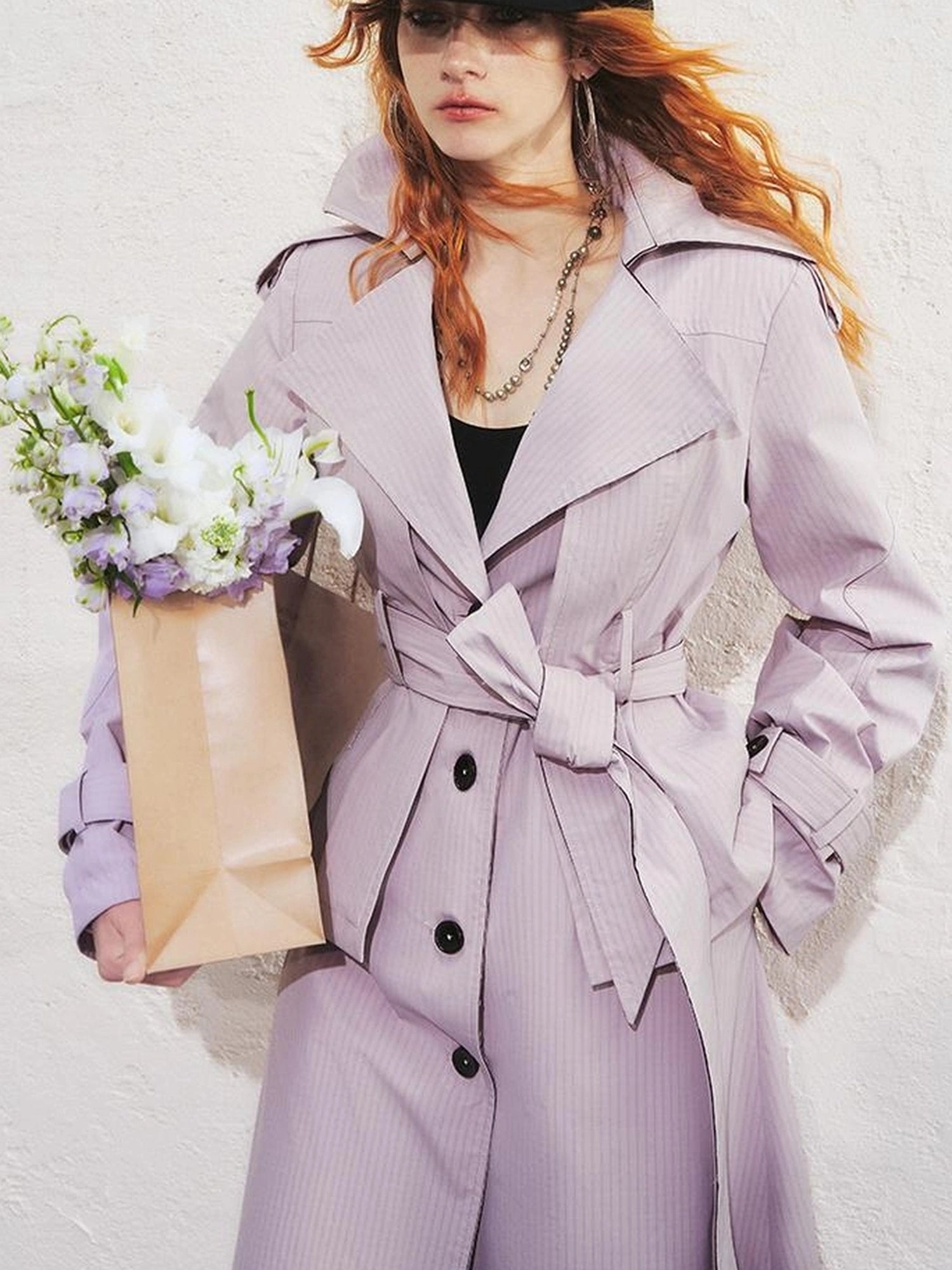 OfAkiva Akiva George Square Tri Color Long Trench Coat