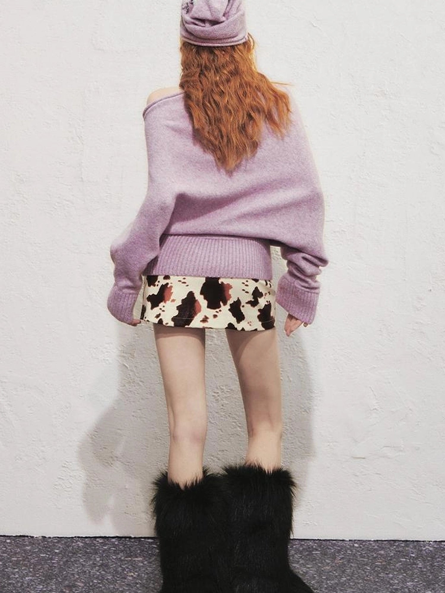 OfAkiva Akiva Lioncat Fluffy Sweater V-neck T-shirt Long Sleeve