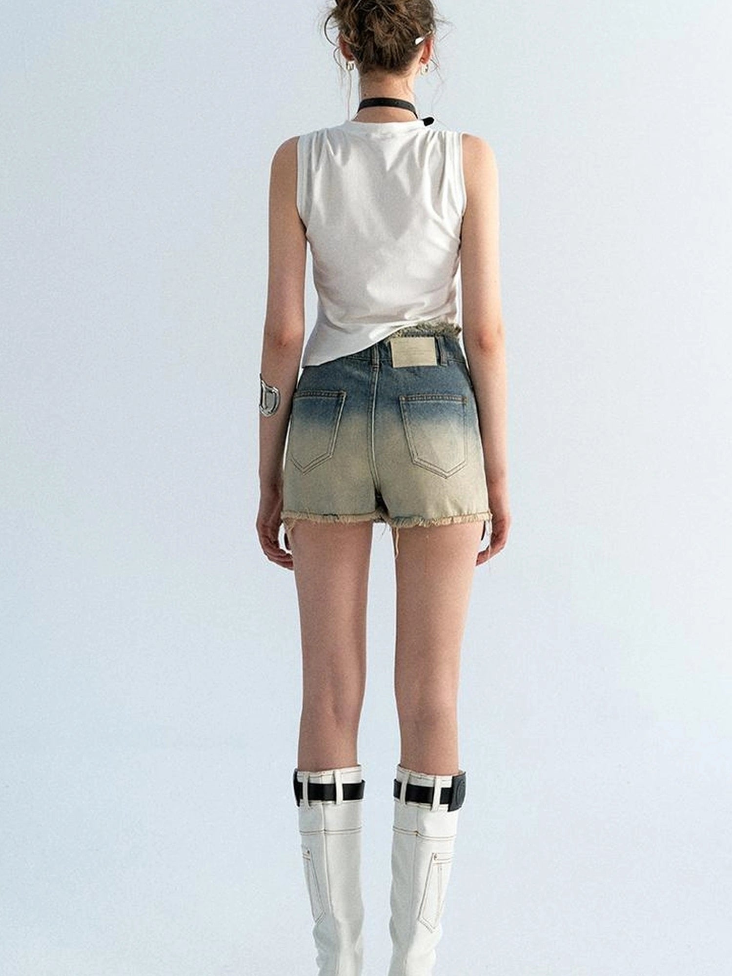 OfAkiva Akiva Ombre Washed Denim Shorts