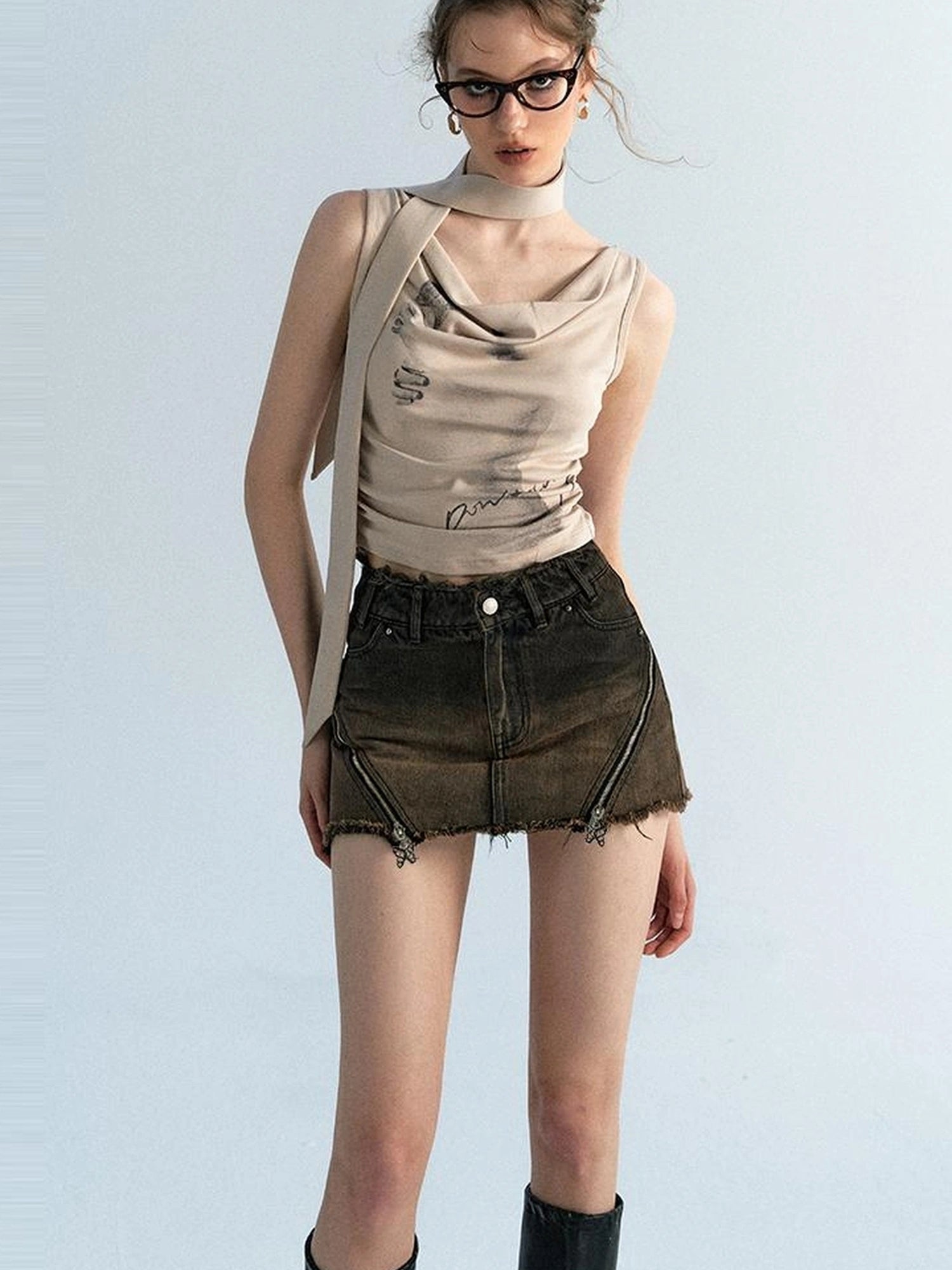 OfAkiva Akiva Ombre Washed Denim Shorts