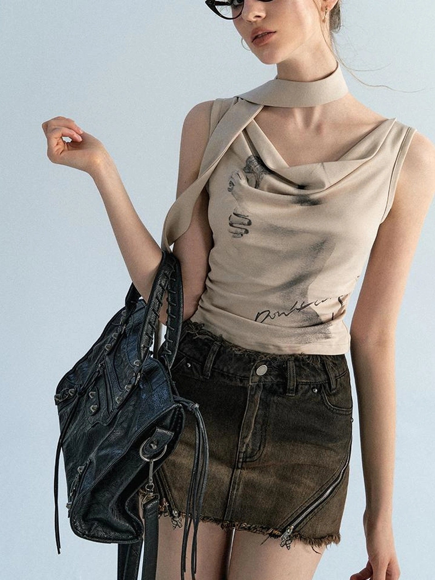 OfAkiva Akiva Ombre Washed Denim Shorts