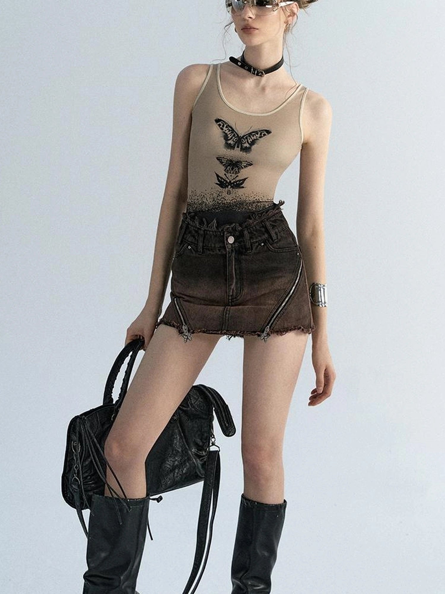 OfAkiva Akiva Ombre Washed Denim Shorts