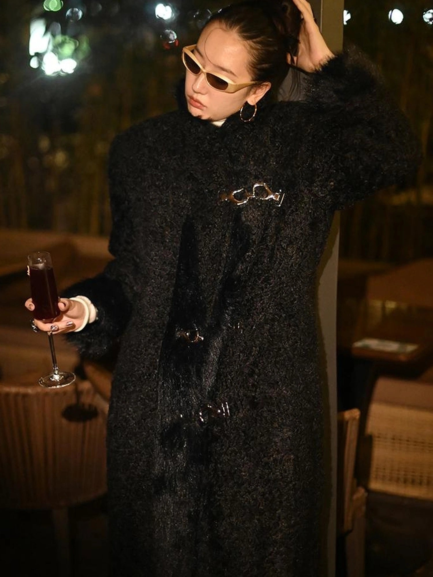 OfAkiva Akiva Textured Wool Blend Winter Coat