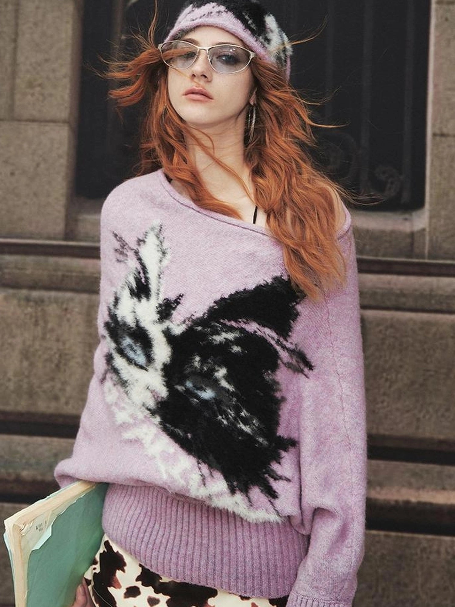 OfAkiva Akiva Tortoiseshell Print Knit Slouch Beanie