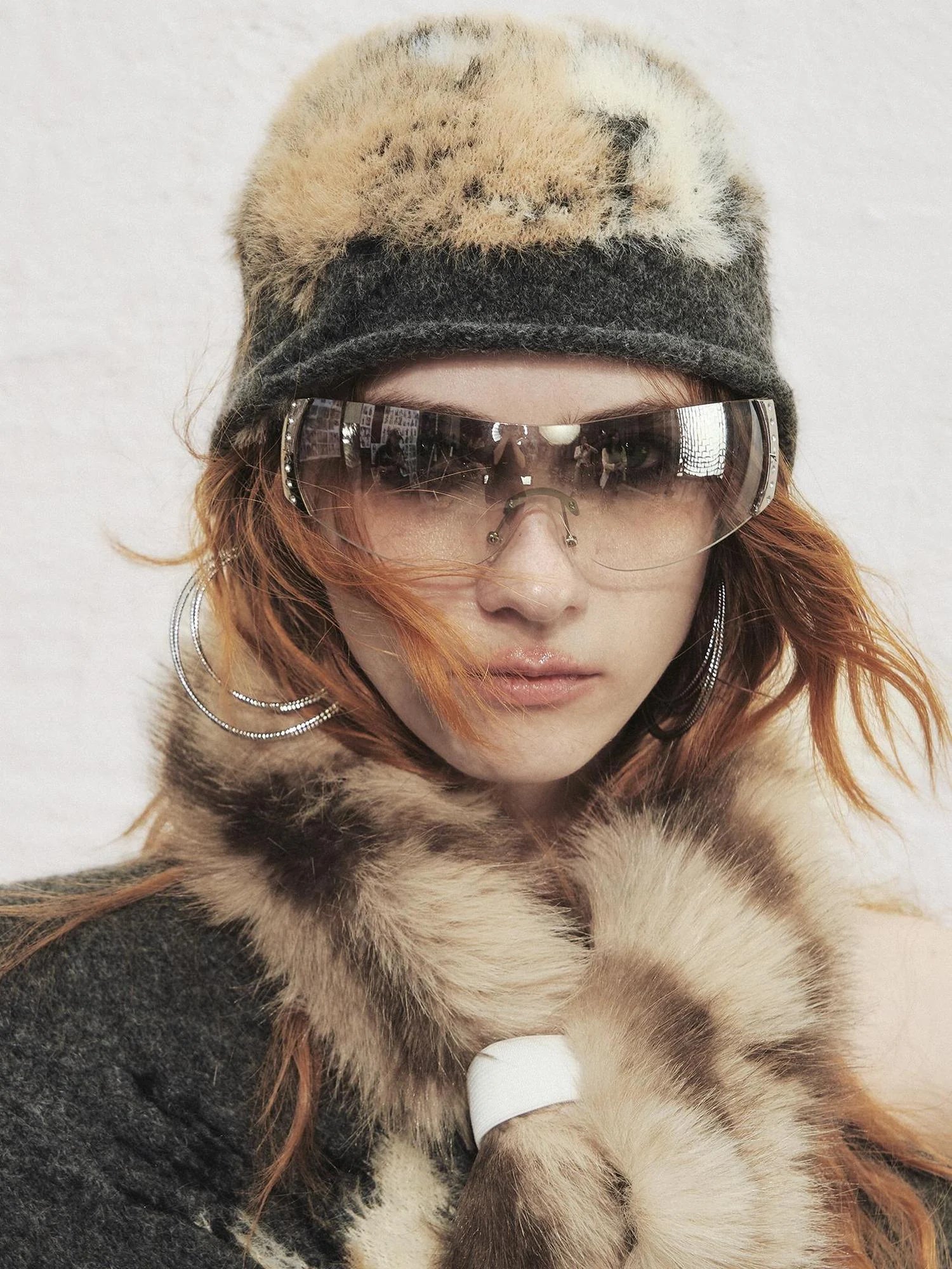 OfAkiva Akiva Tortoiseshell Print Knit Slouch Beanie