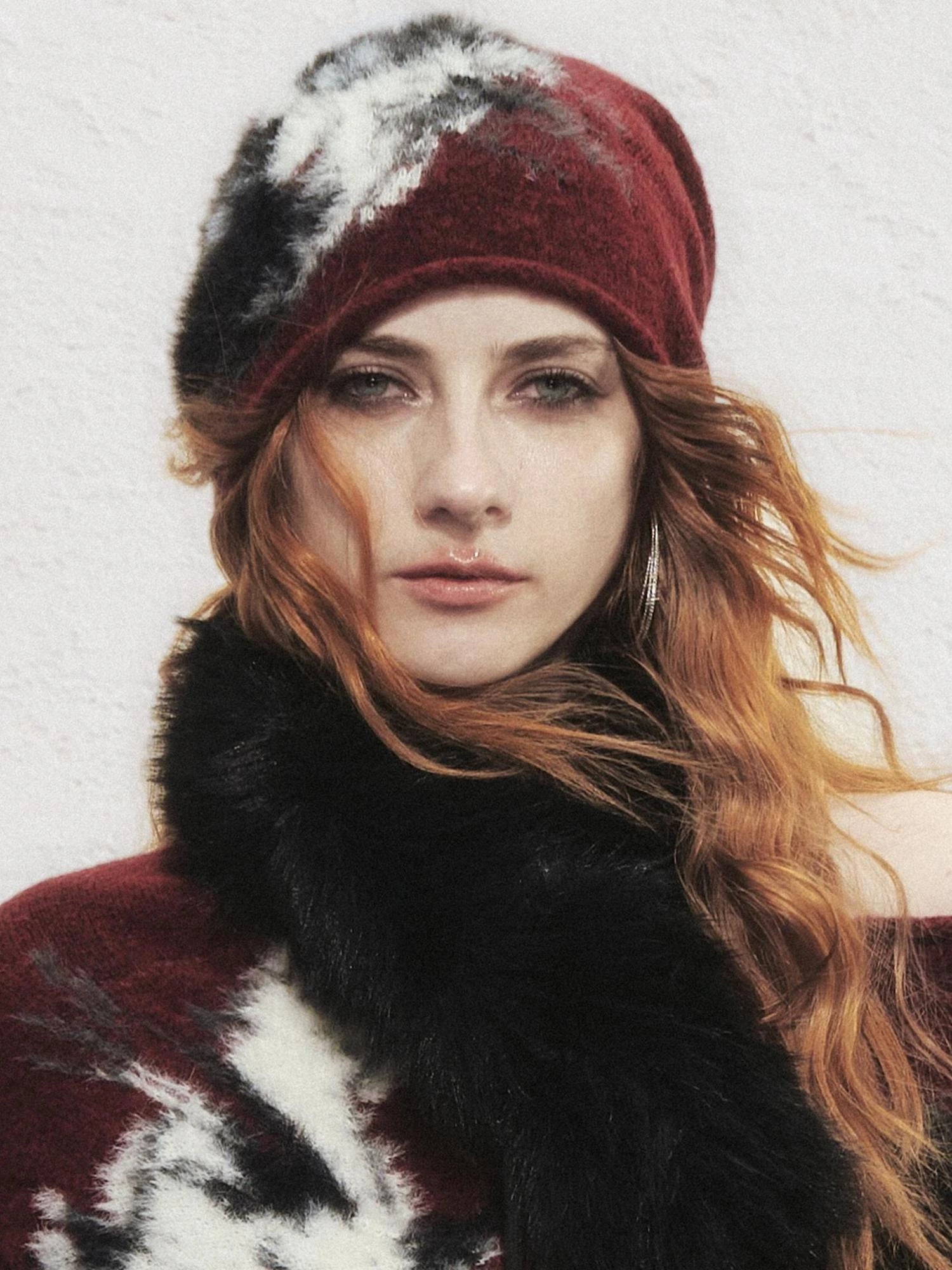 OfAkiva Akiva Tortoiseshell Print Knit Slouch Beanie