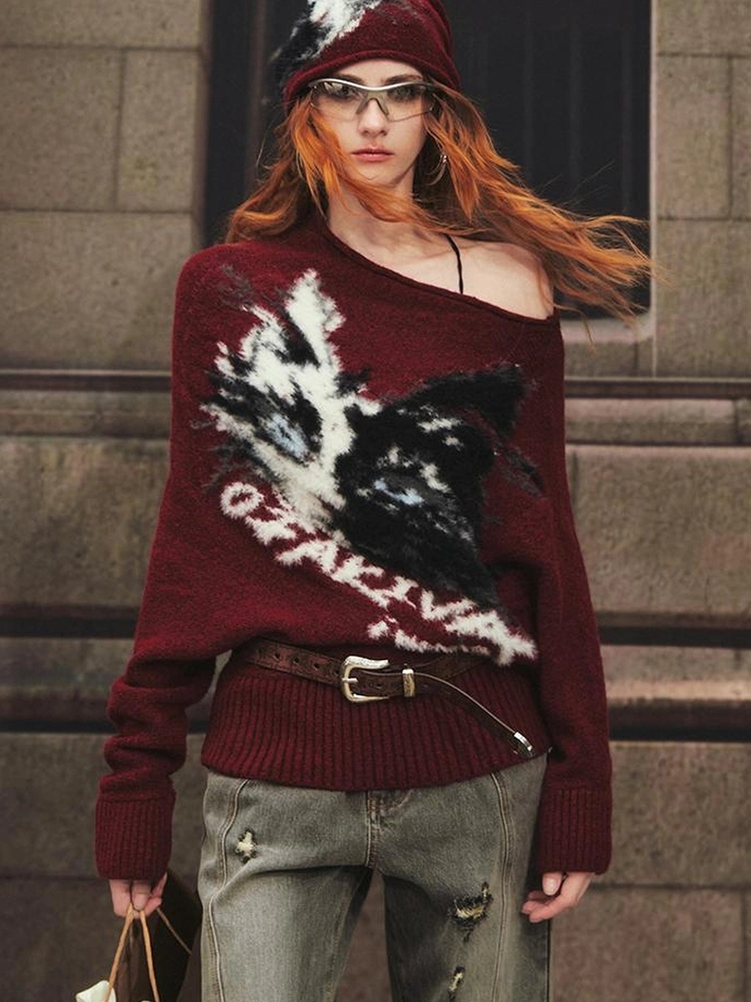 OfAkiva Akiva Tortoiseshell Print Knit Slouch Beanie