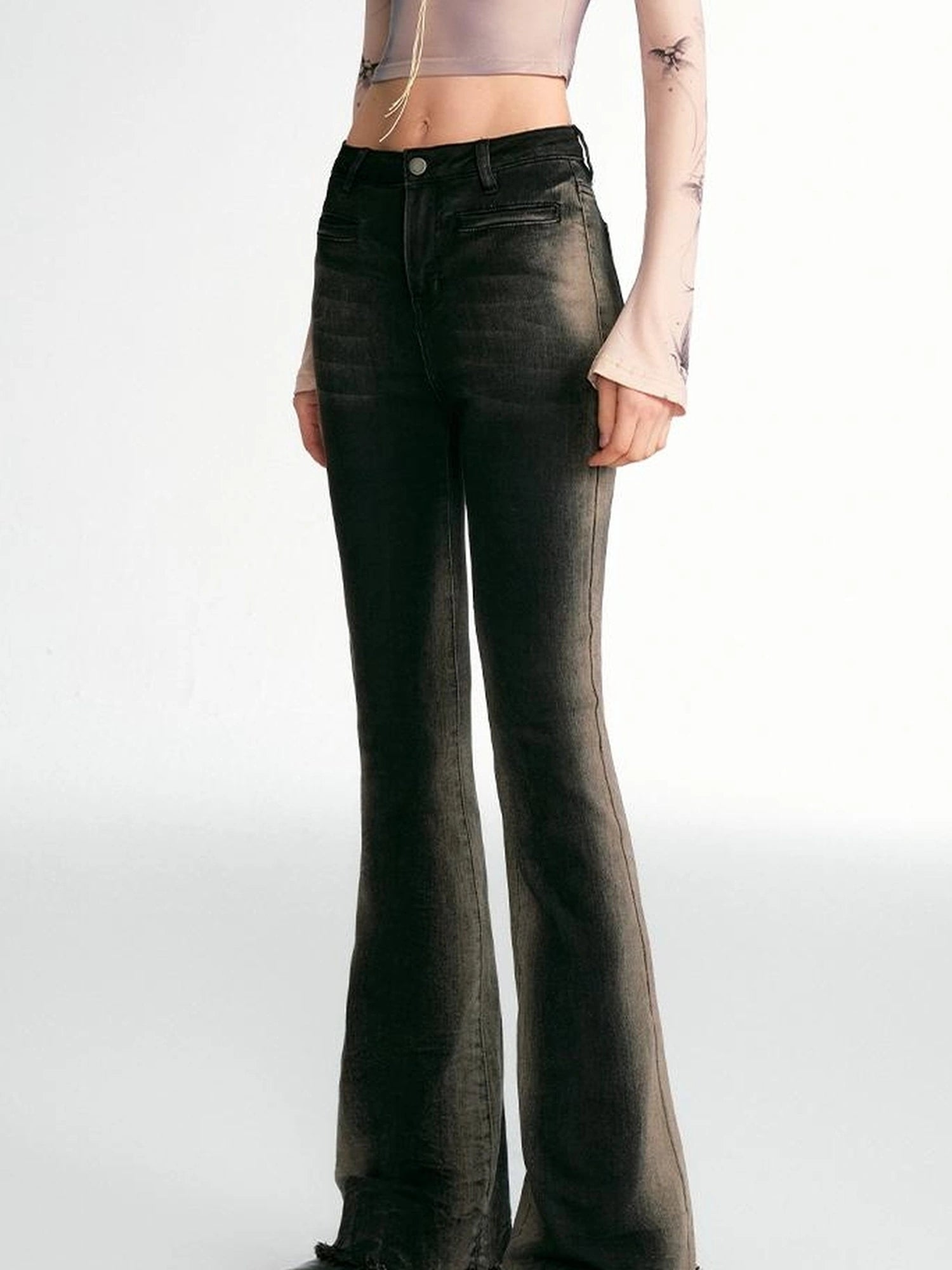 OfAkiva Akiva Vintage Wash Tapered Jeans With Raw Hem