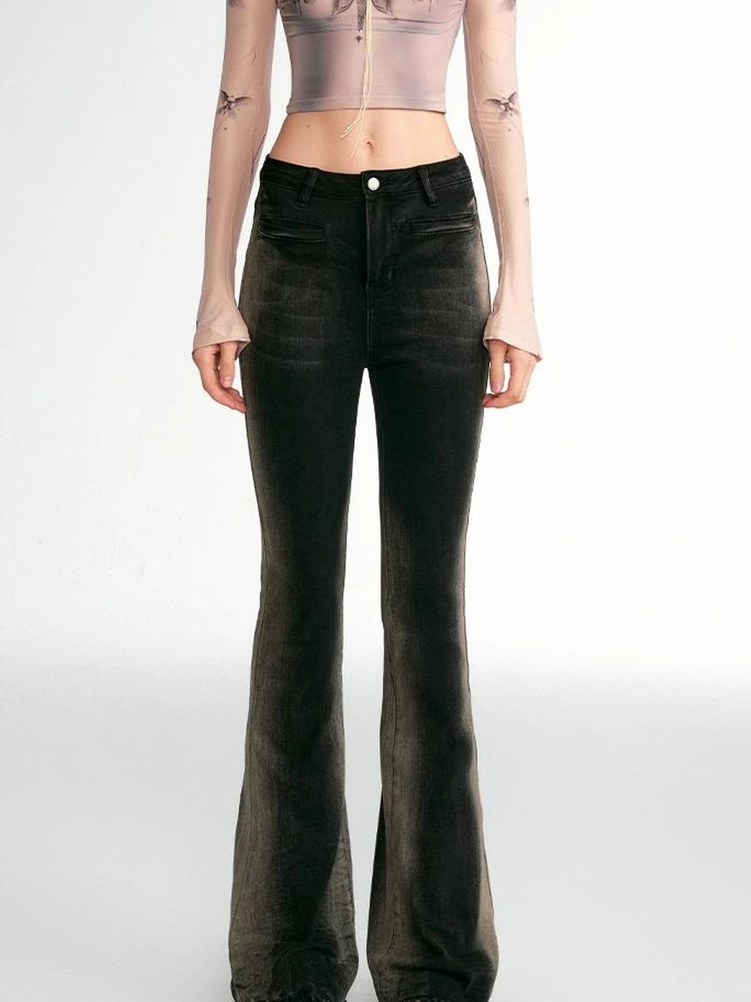 OfAkiva Akiva Vintage Wash Tapered Jeans With Raw Hem