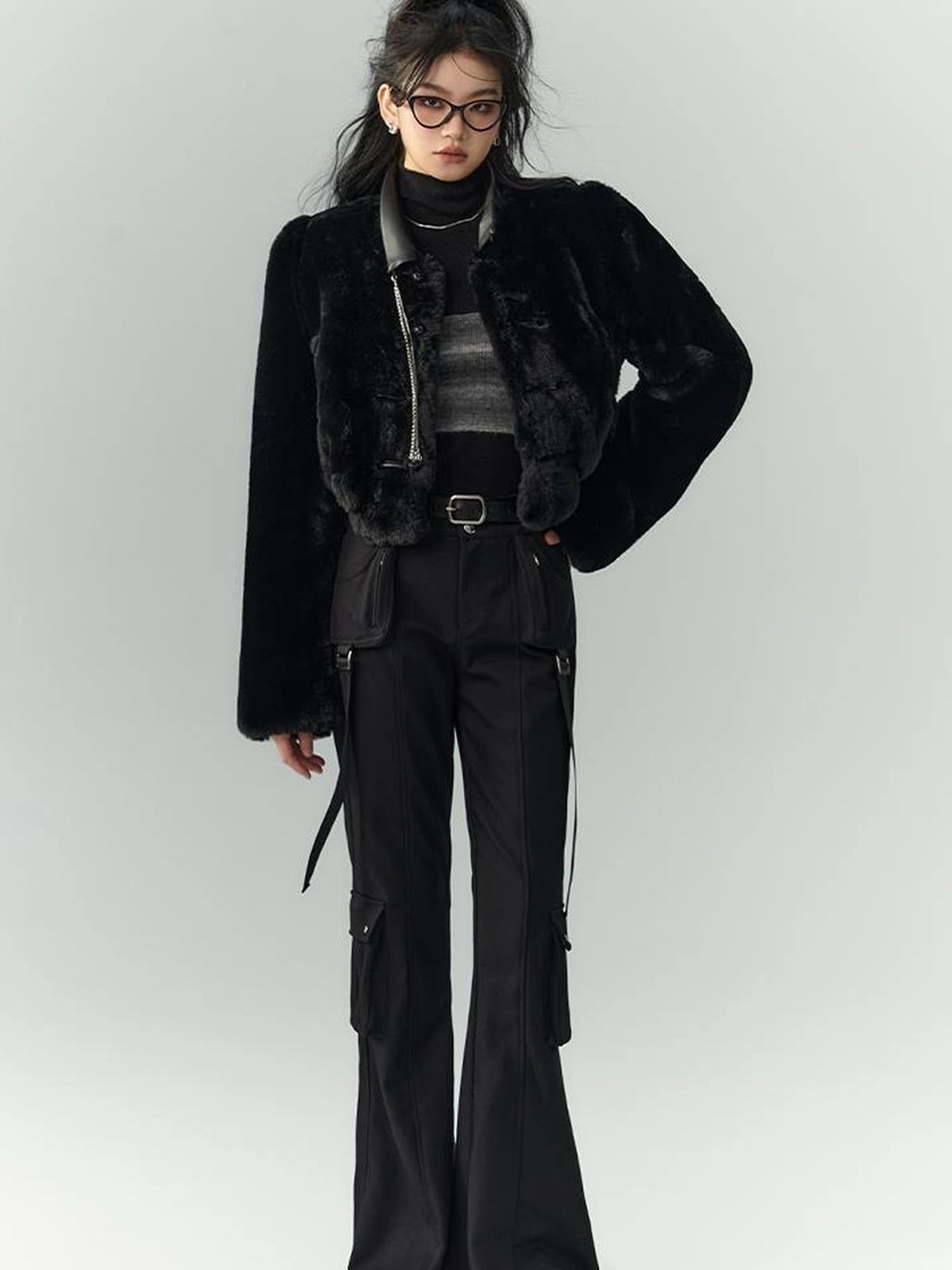 OfAkiva Akiva Winter Mink Fur Coat Women Slow Rock Style