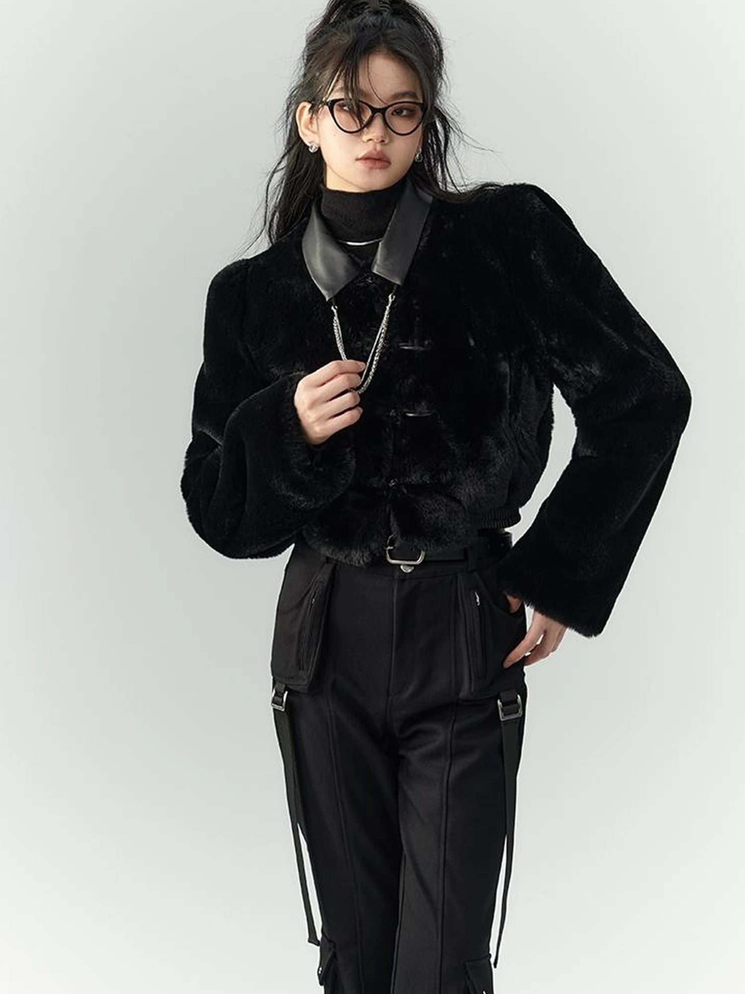 OfAkiva Akiva Winter Mink Fur Coat Women Slow Rock Style