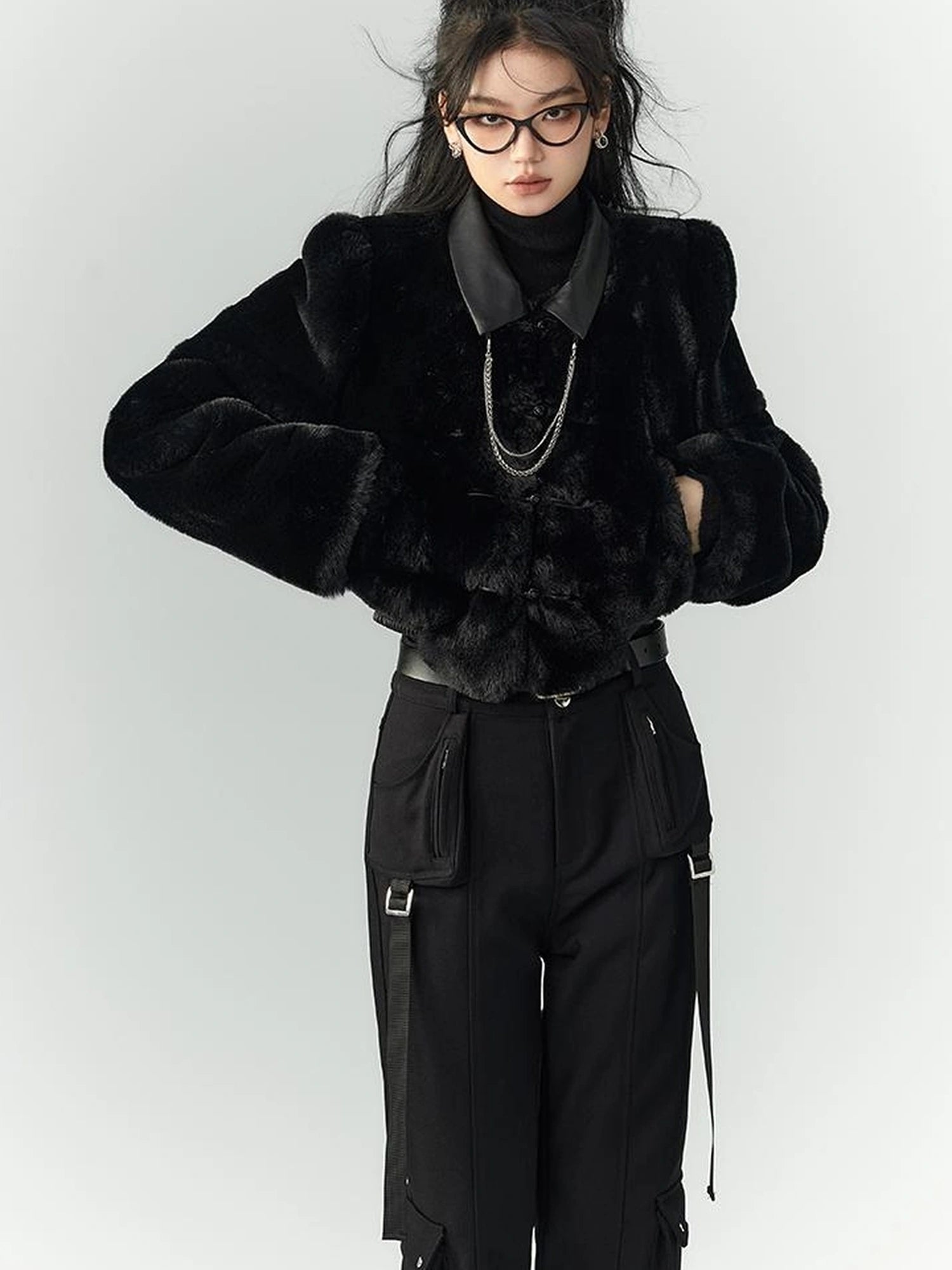 OfAkiva Akiva Winter Mink Fur Coat Women Slow Rock Style