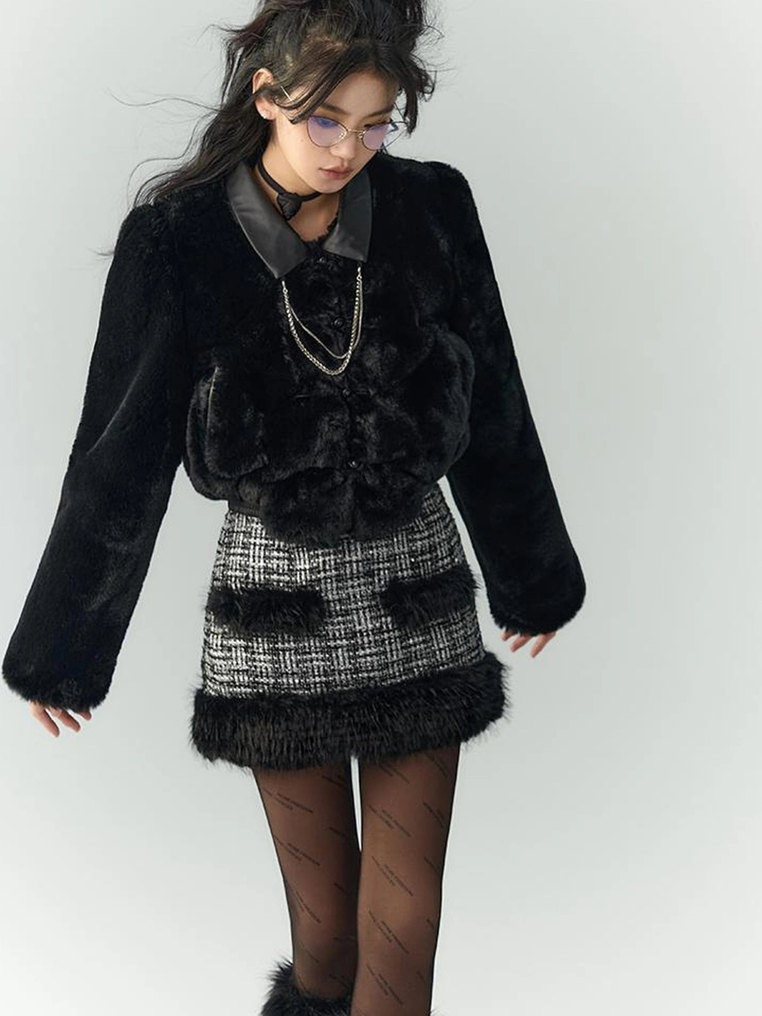 OfAkiva Akiva Winter Mink Fur Coat Women Slow Rock Style