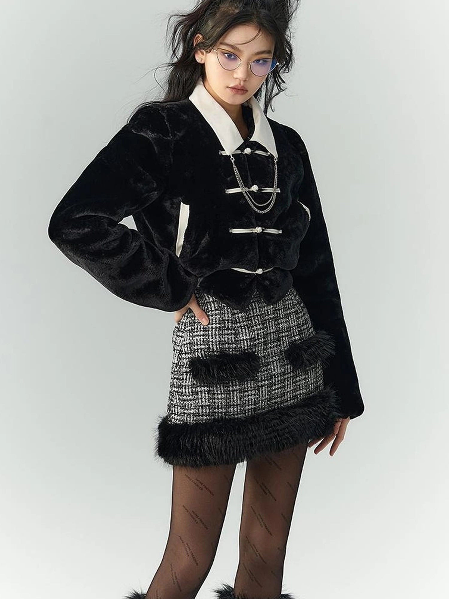 OfAkiva Akiva Winter Mink Fur Coat Women Slow Rock Style