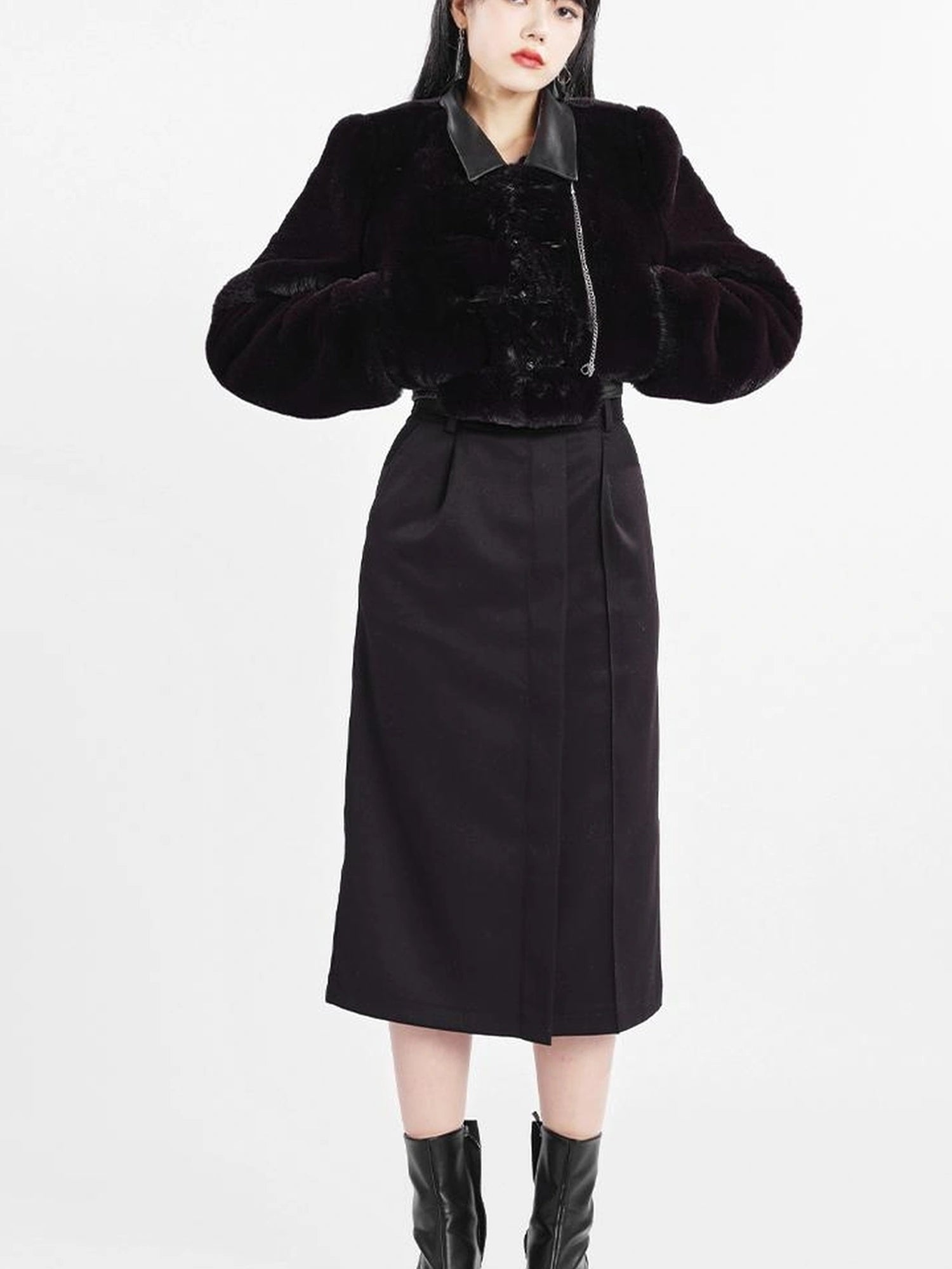 OfAkiva Akiva Winter Mink Fur Coat Women Slow Rock Style