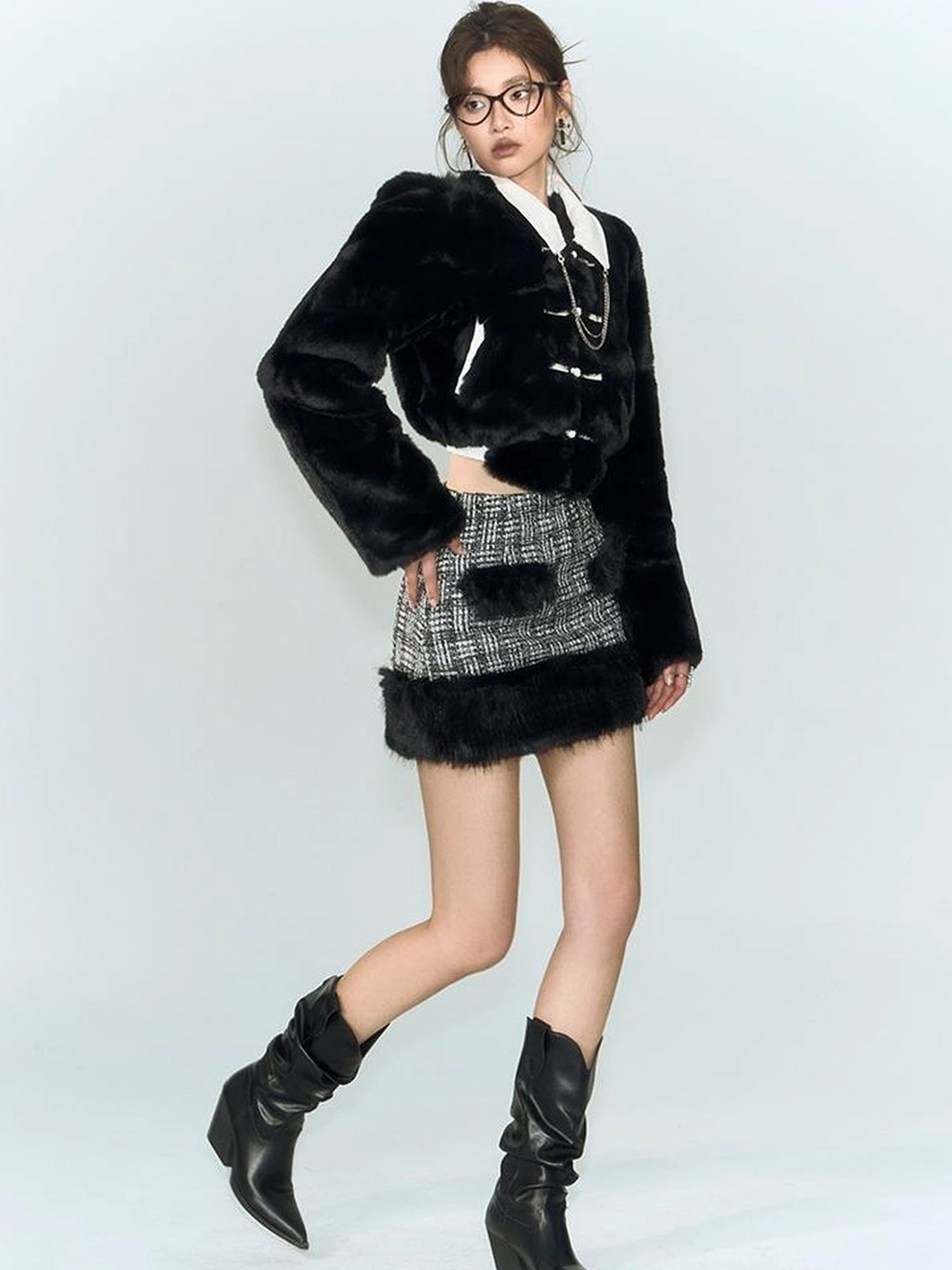 OfAkiva Akiva Winter Mink Fur Coat Women Slow Rock Style