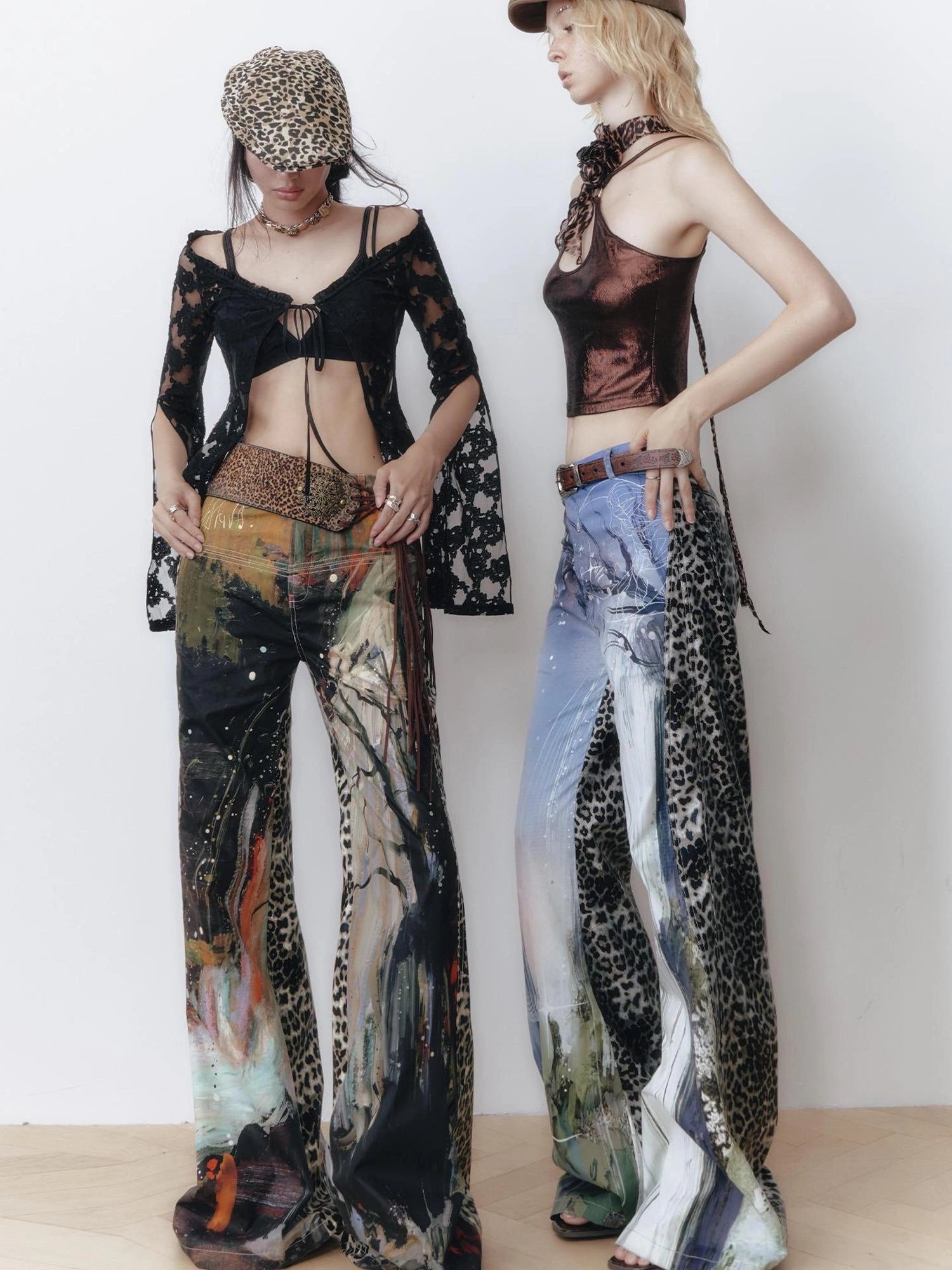 OfAkiva Aladdin Waterfall Oil Painting Landscape Print Pants