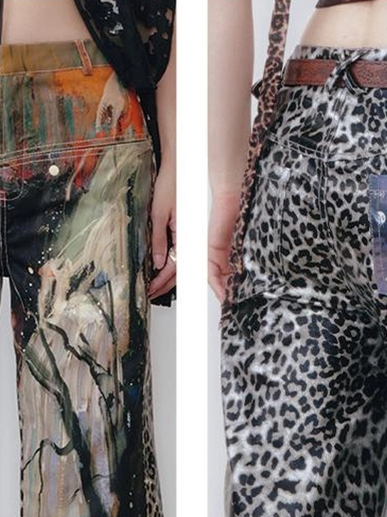 OfAkiva Aladdin Waterfall Oil Painting Landscape Print Pants