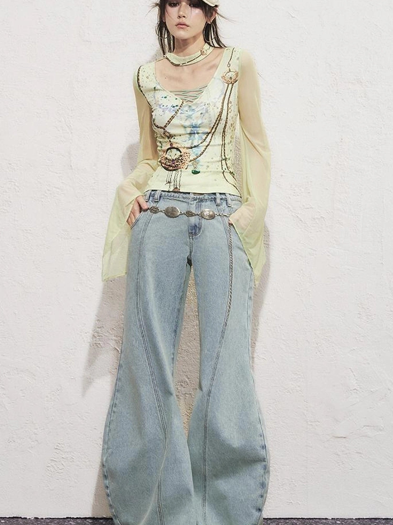 OfAkiva Aqua Split Scythe Pocket Heavyweight Jeans