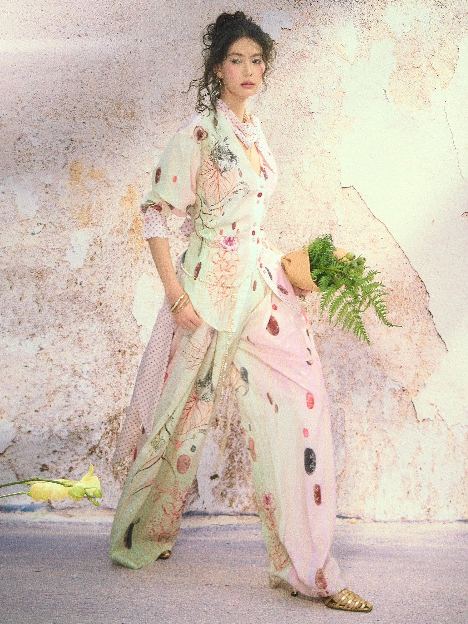 OfAkiva Begonia Embroidered Cat Print Women&