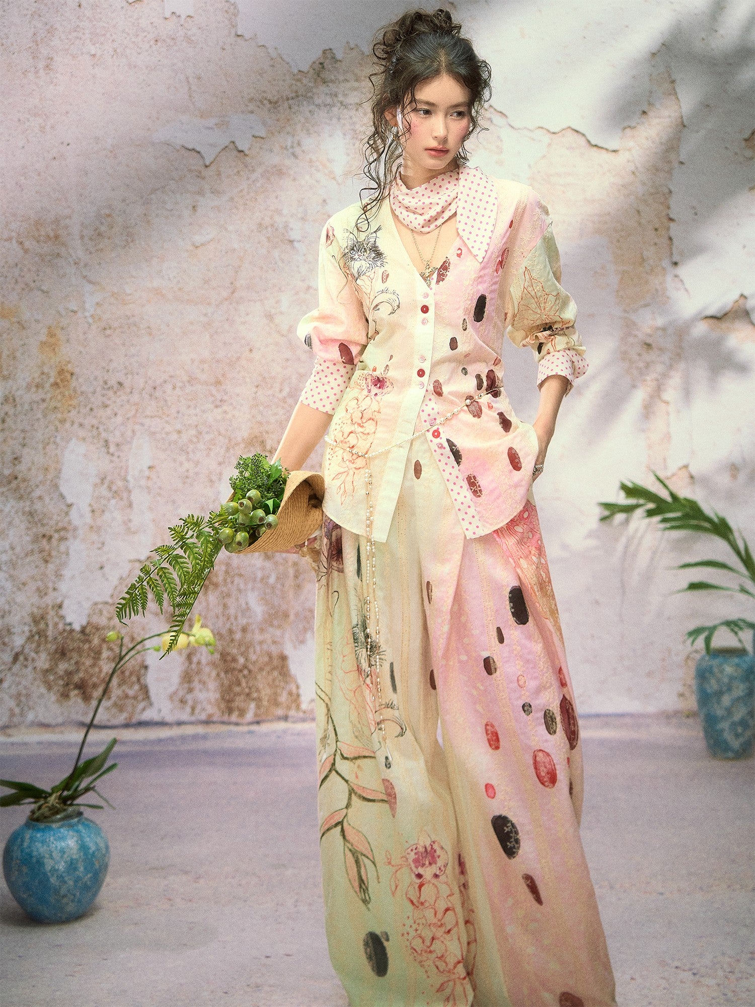 OfAkiva Begonia Embroidered Cat Print Women&