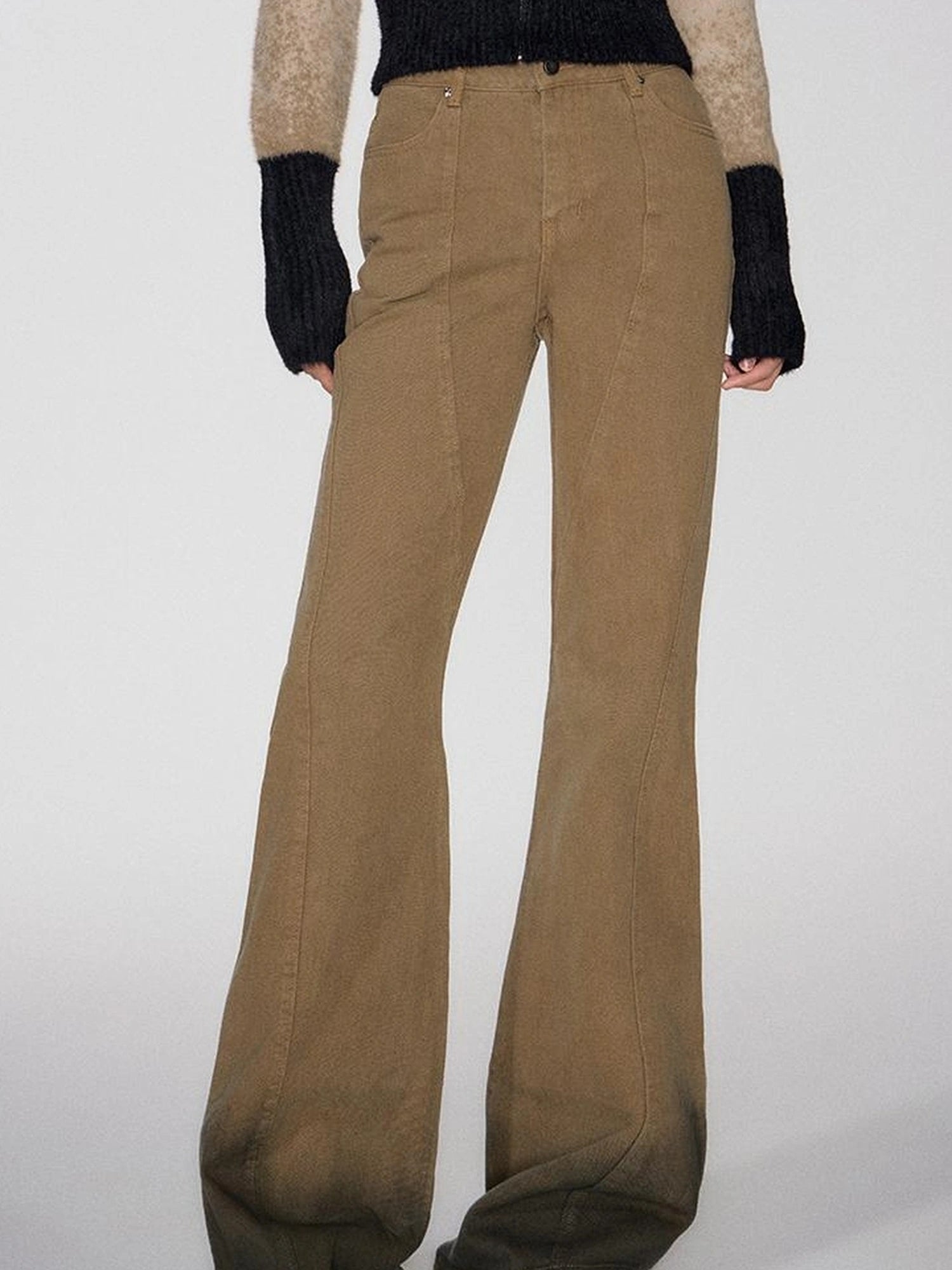 OfAkiva Black Brown Washed Gradient Proportional Straight Leg Pants