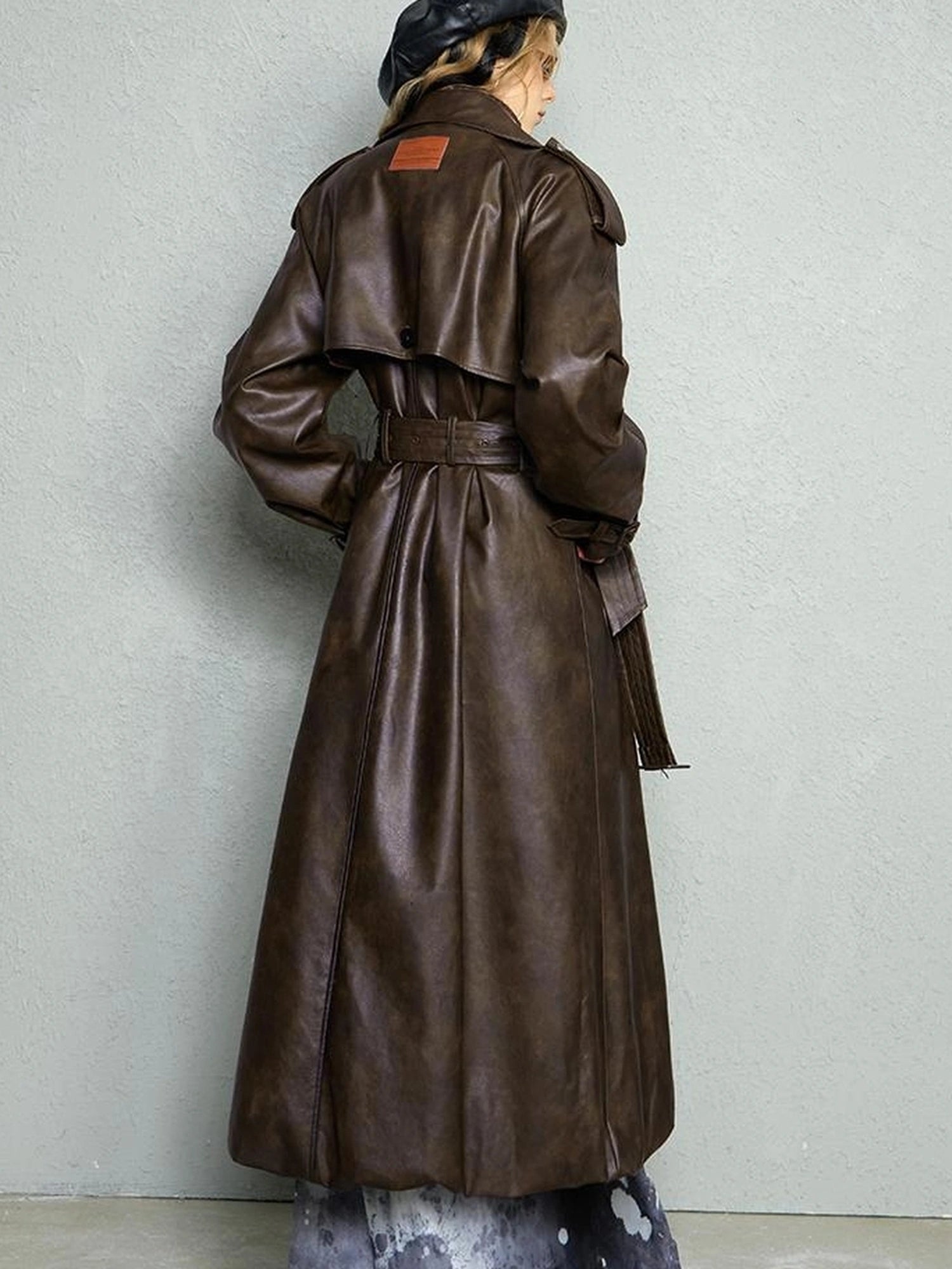 OfAkiva Black Cloud Hem Quilted Leather Coat