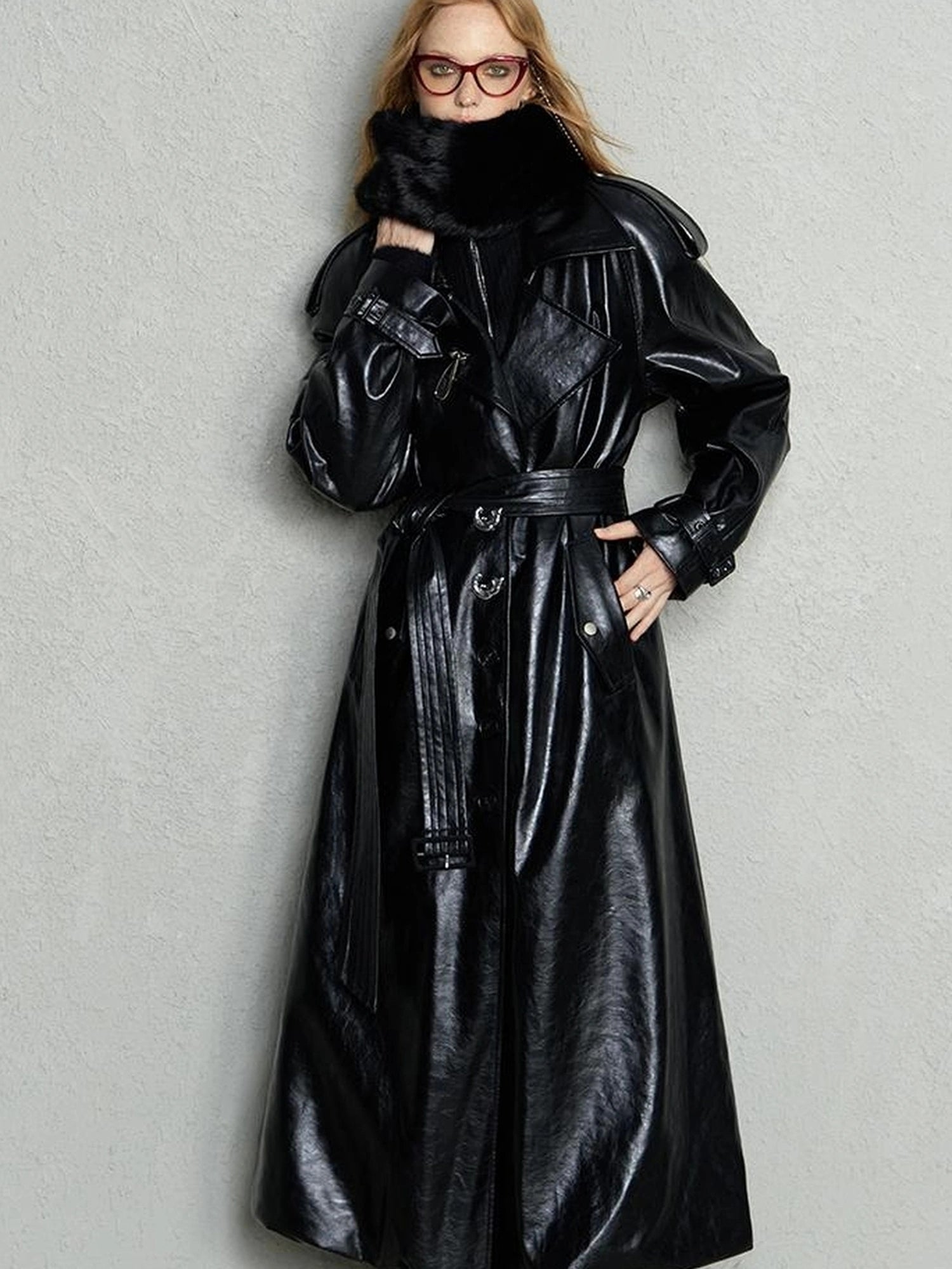 OfAkiva Black Cloud Hem Quilted Leather Coat