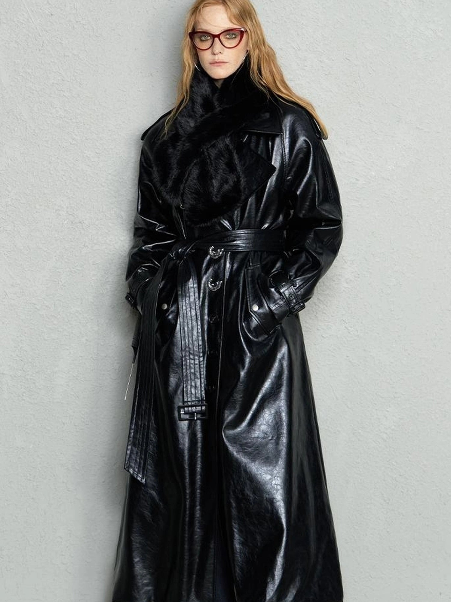 OfAkiva Black Cloud Hem Quilted Leather Coat
