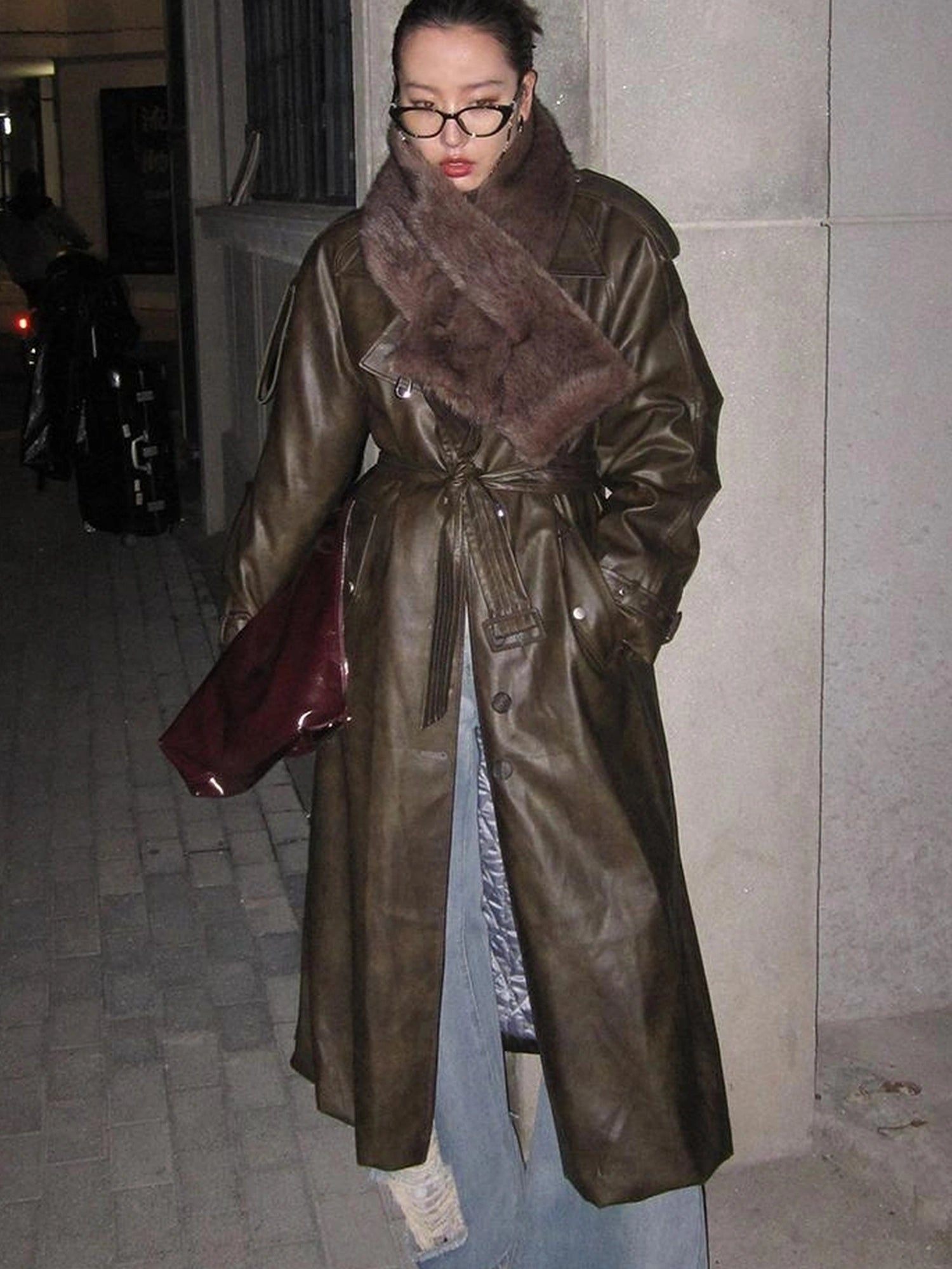 OfAkiva Black Cloud Hem Quilted Leather Coat