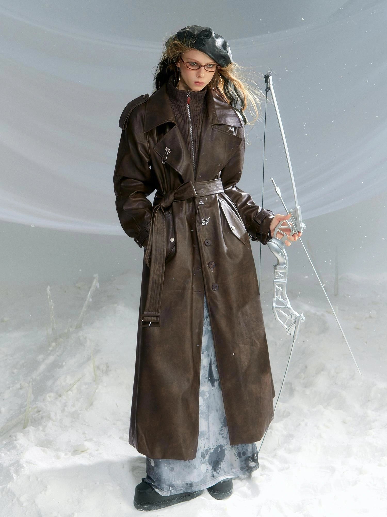 OfAkiva Black Cloud Hem Quilted Leather Coat