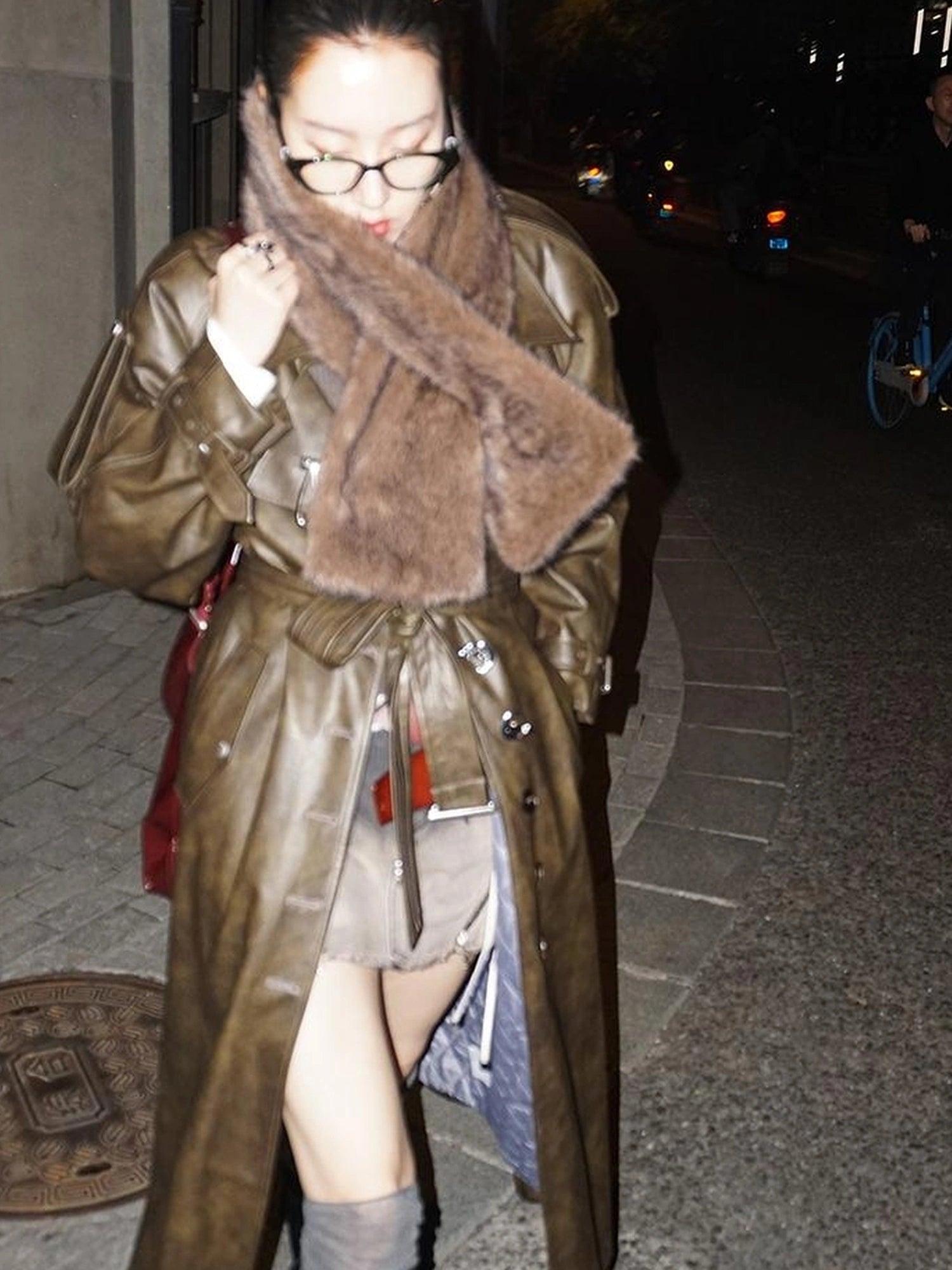 OfAkiva Black Cloud Hem Quilted Leather Coat