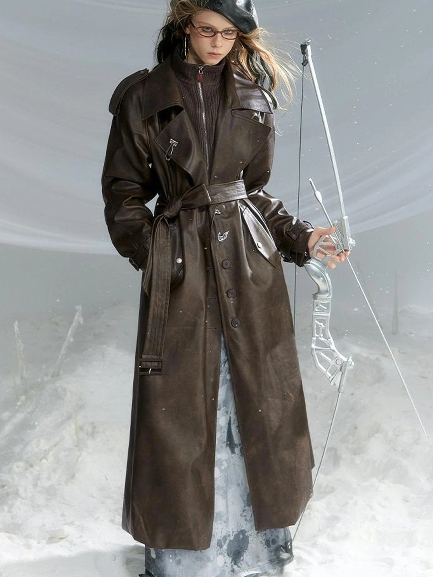 OfAkiva Black Cloud Hem Quilted Leather Coat