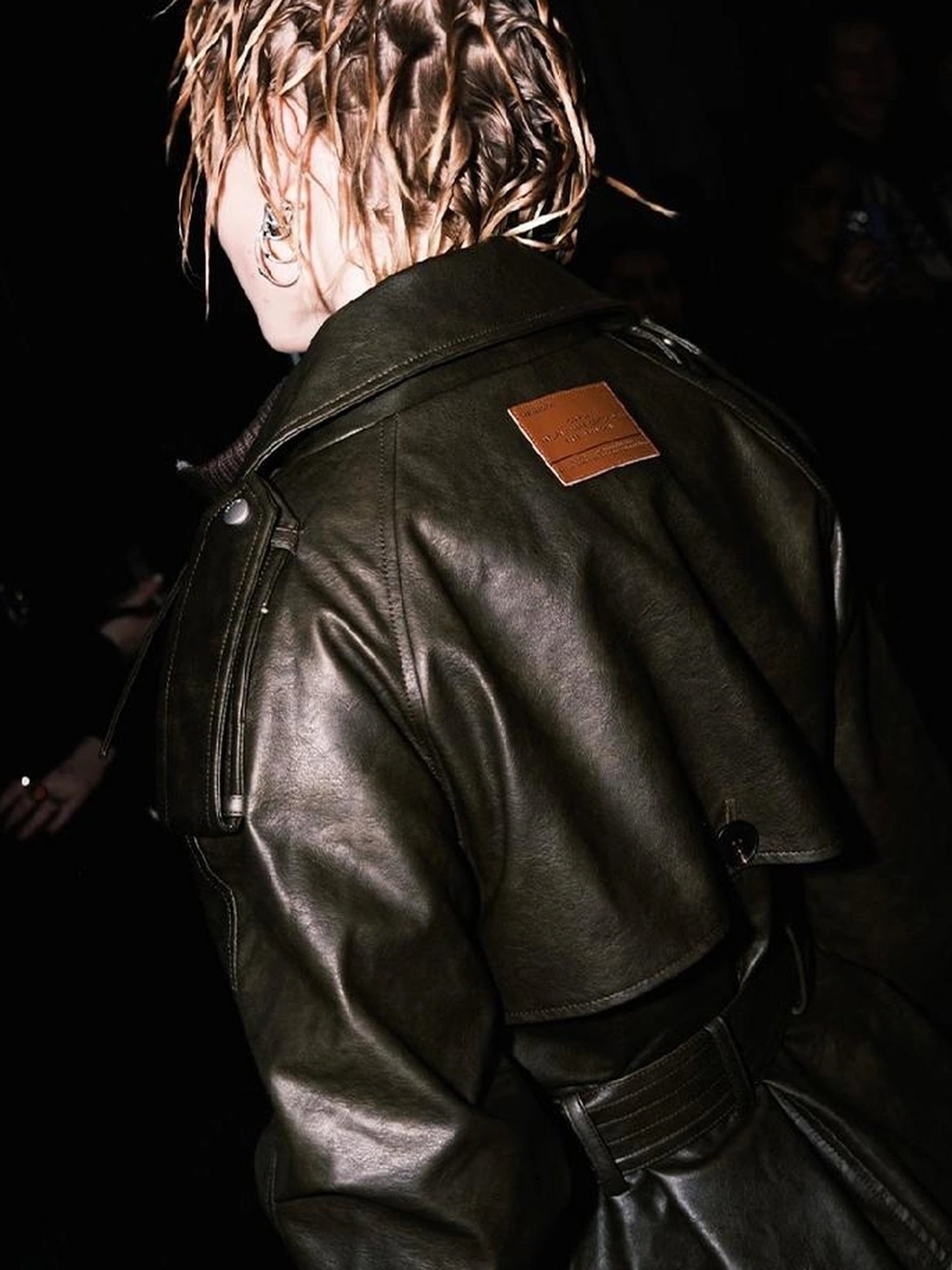 OfAkiva Black Cloud Hem Quilted Leather Coat