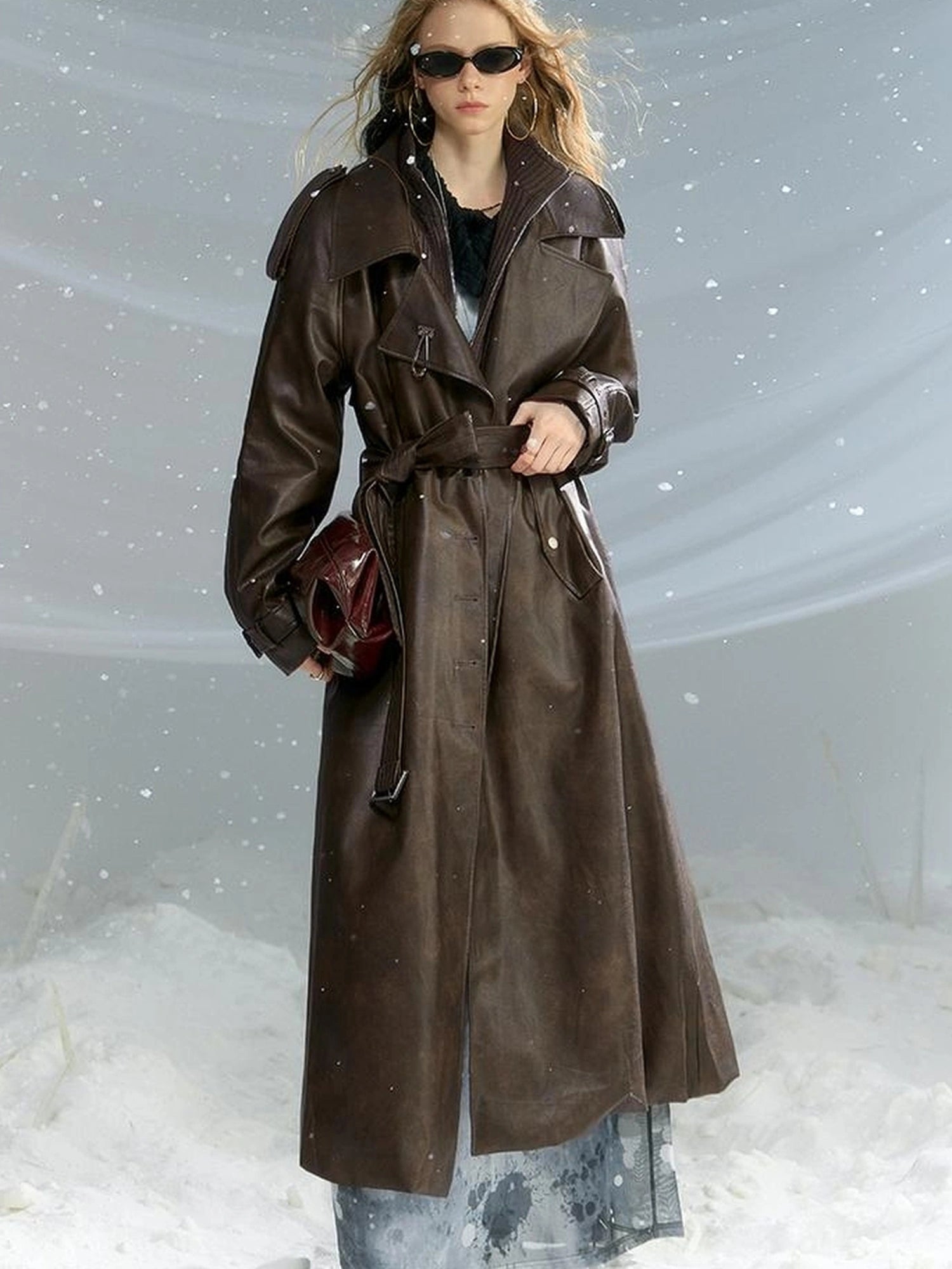 OfAkiva Black Cloud Hem Quilted Leather Coat