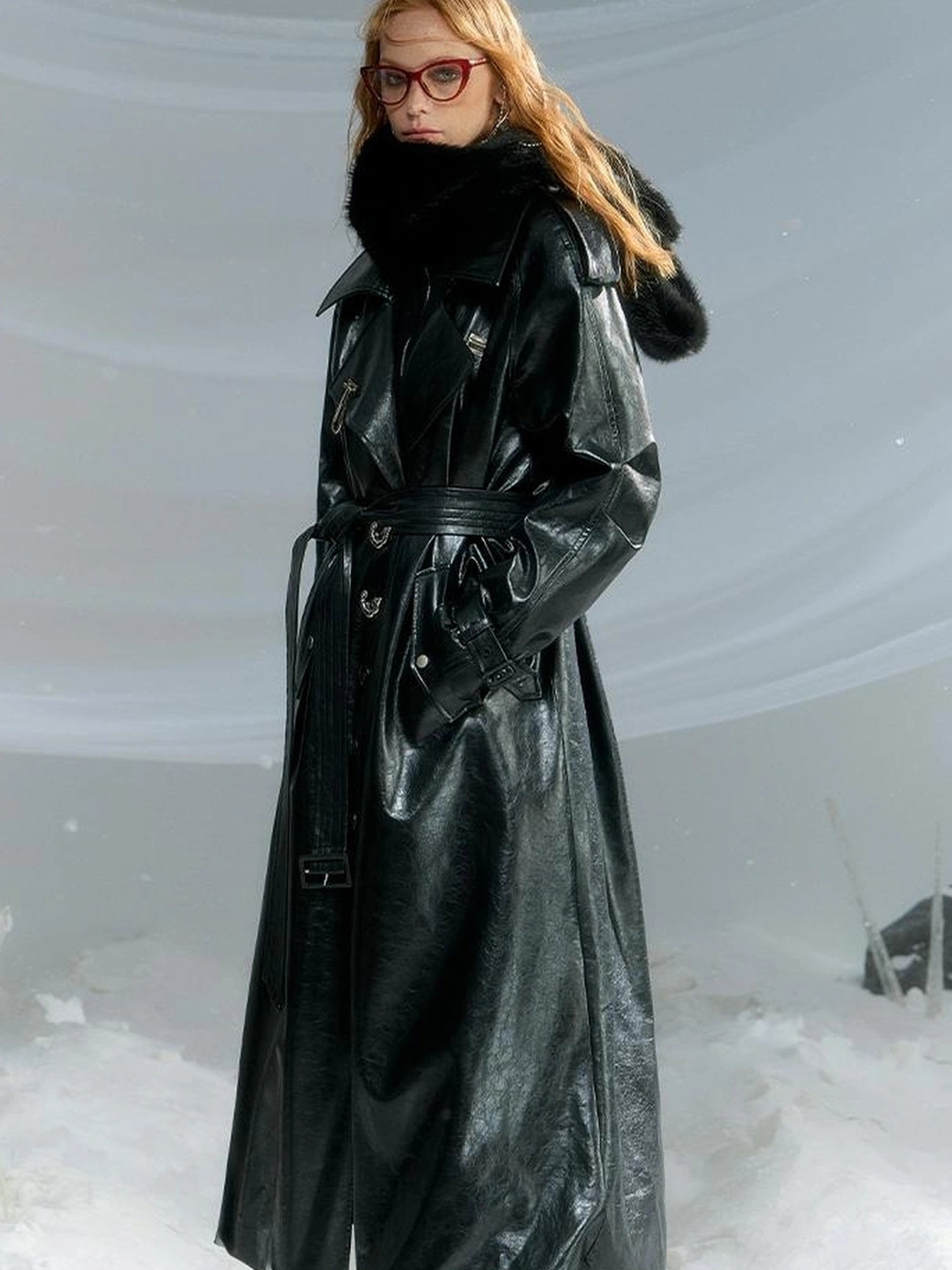 OfAkiva Black Cloud Hem Quilted Leather Coat