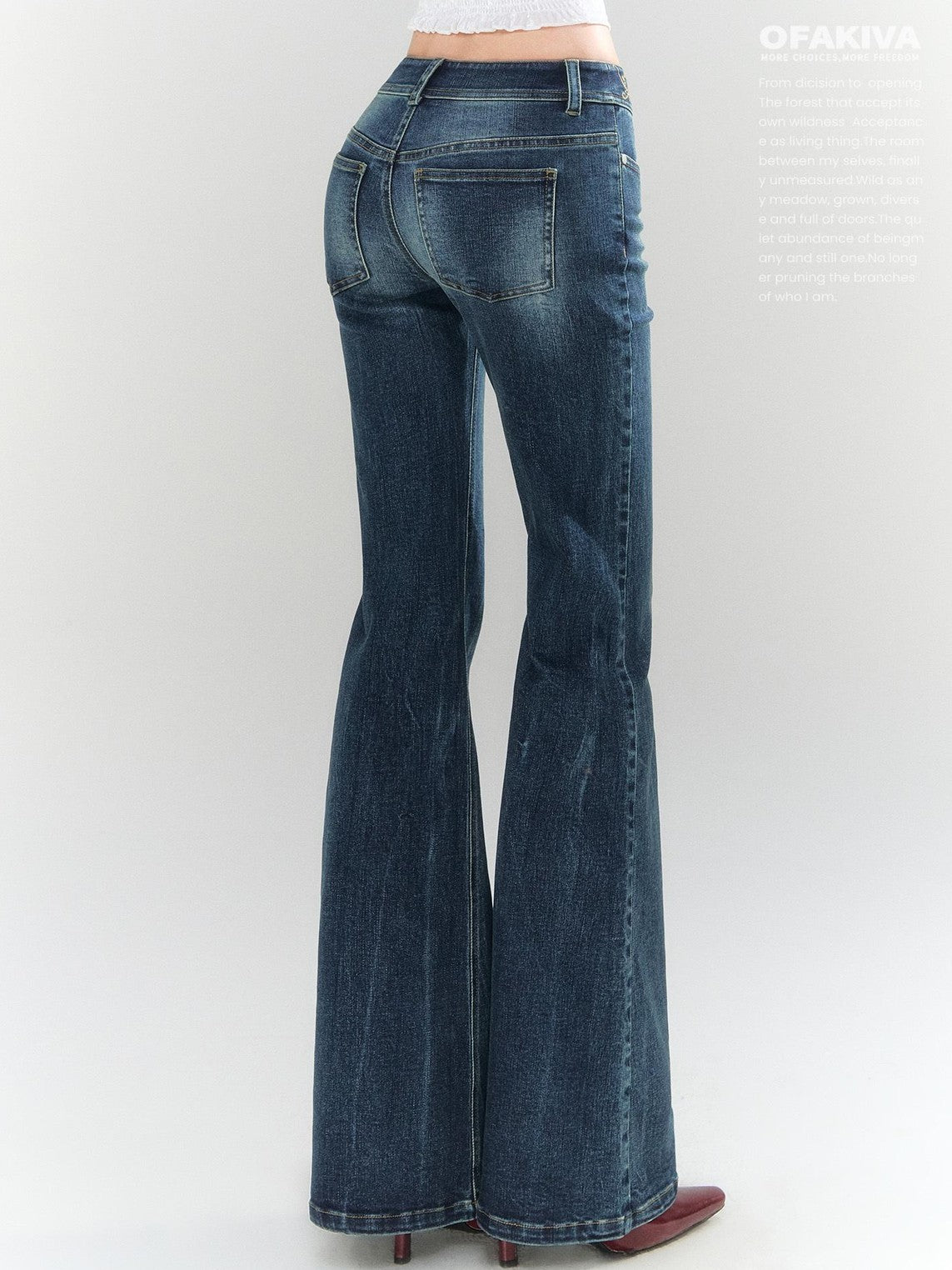 OfAkiva Blue Gold Embroidered Low Rise Cotton Women&
